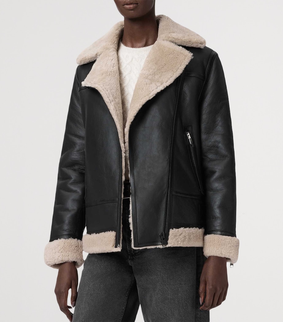 Shearling Sola Leather Jacket BLACK/NATURAL Image 4