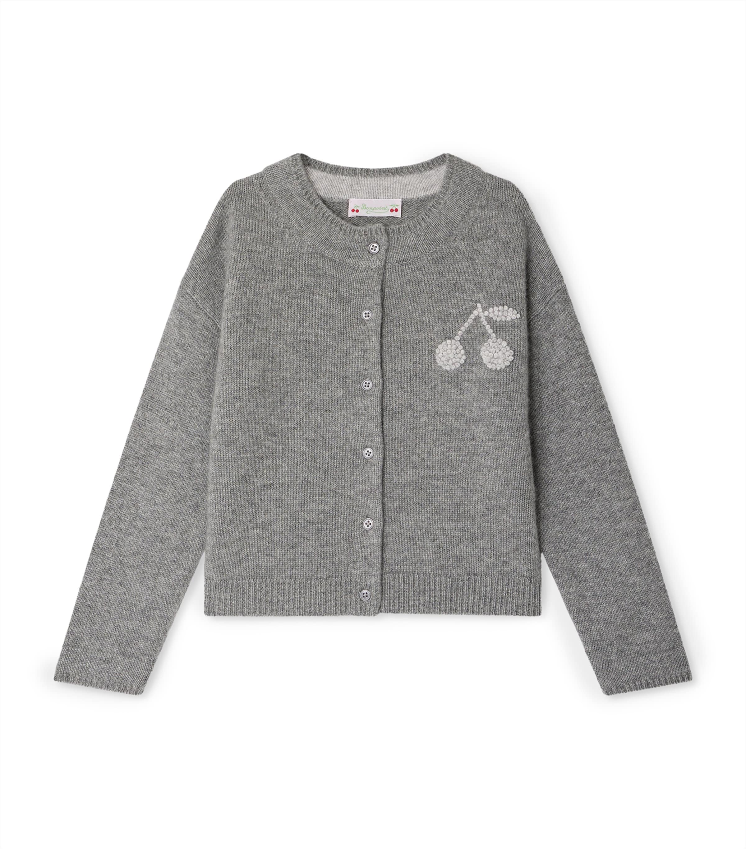 Bonpoint Judicael Cherry-embellished Cardigan In Gray