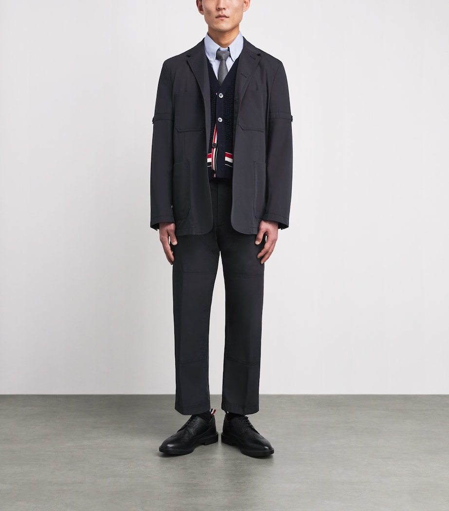 Thom Browne Mens Cotton Cargo-Pocket Straight Trousers Navy Image 2