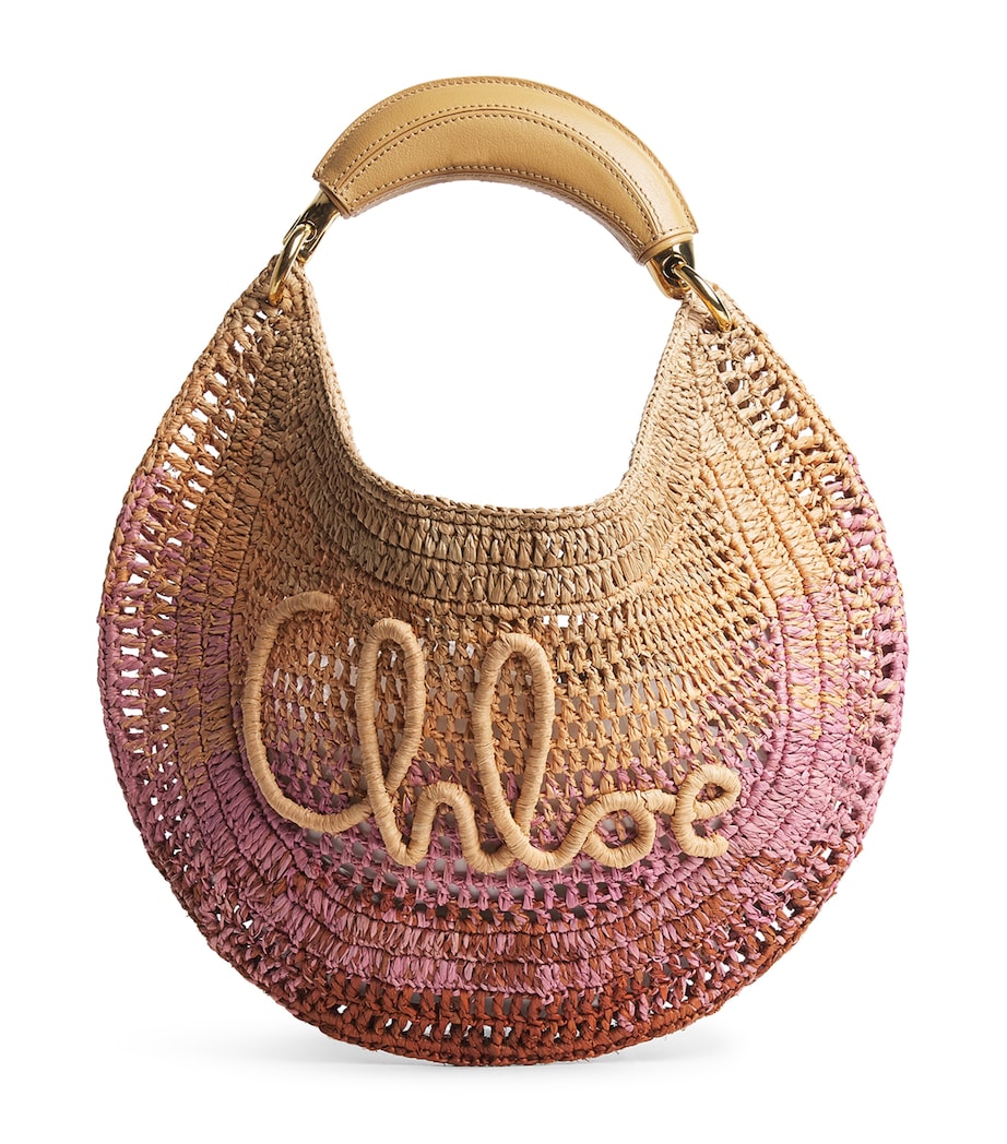 Chloé Raffia Gradient Summer Banana Shoulder Bag Bleached Brown Image 1