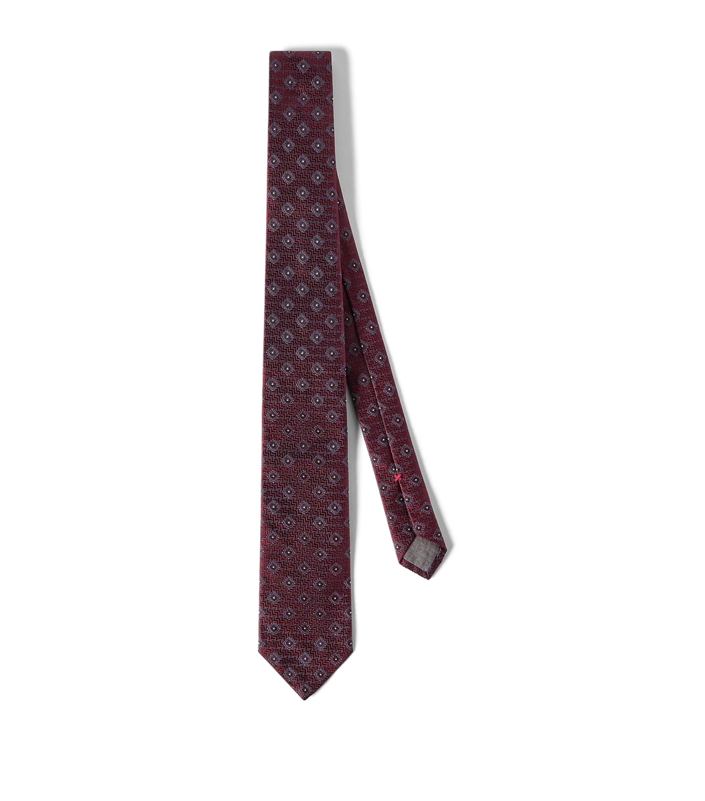 Brunello Cucinelli Silk Geometric Tie Image 1