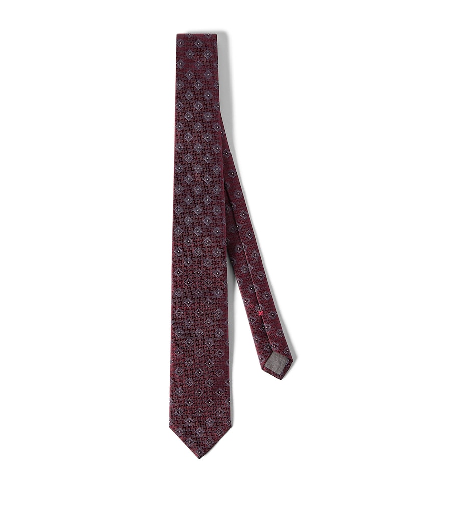 Brunello Cucinelli Silk Geometric Tie Image 1
