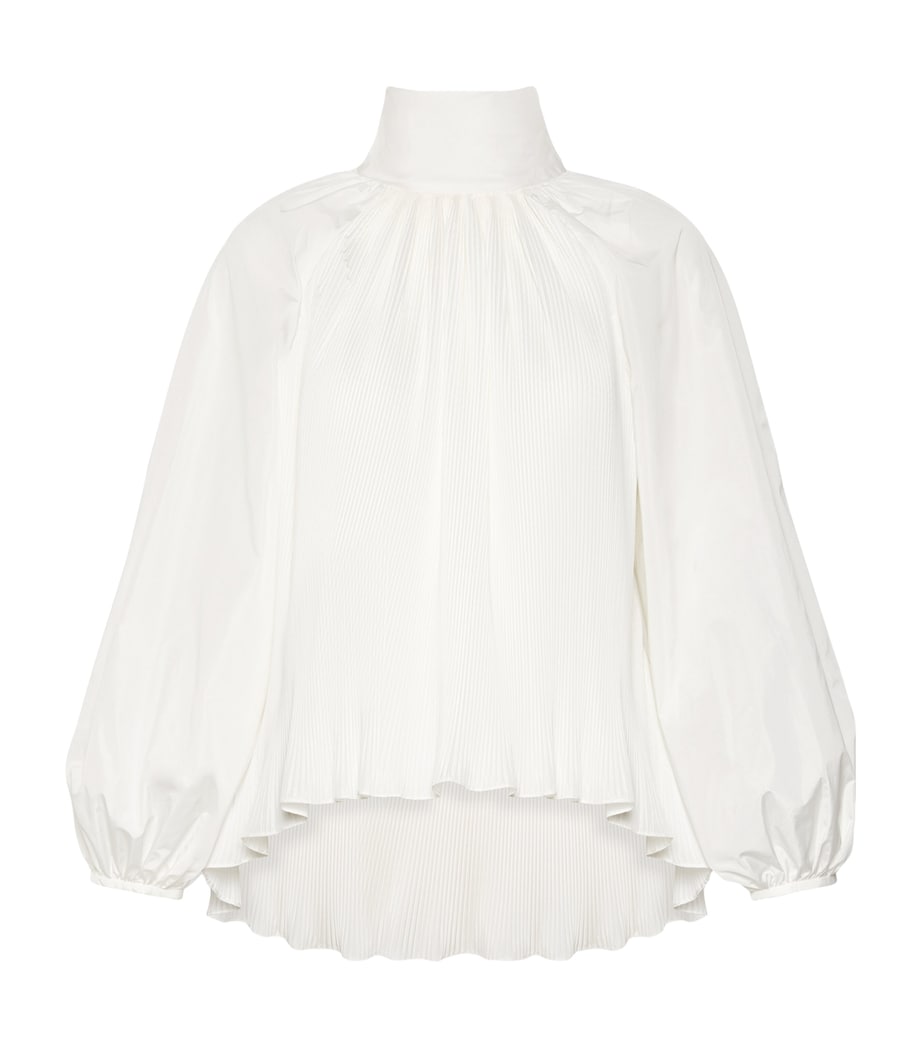 Max Mara Womens Pleated Pussybow Blouse White Image 1