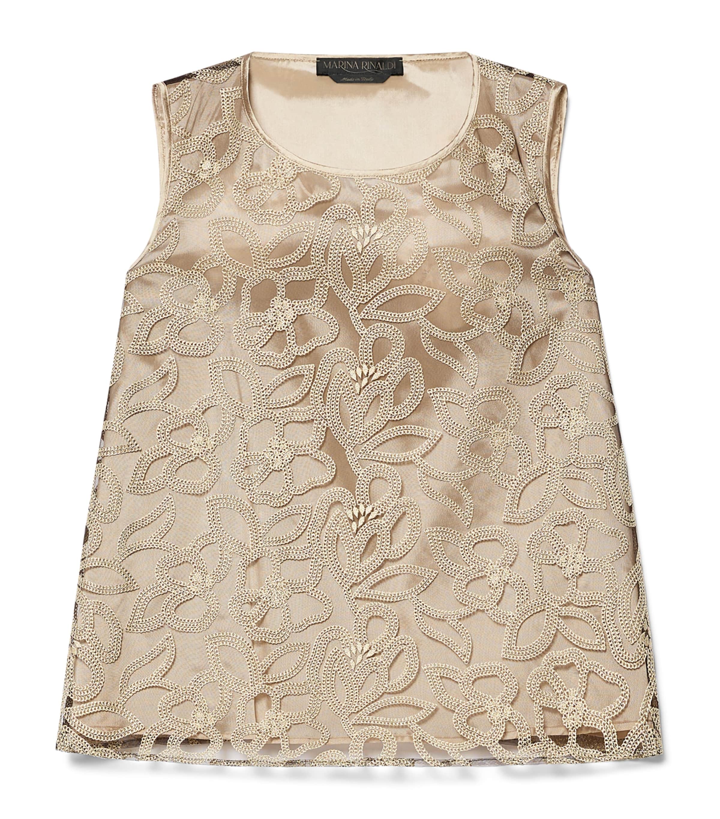 Marina Rinaldi Womens Tulle Embroidered Blouse Black Image 1
