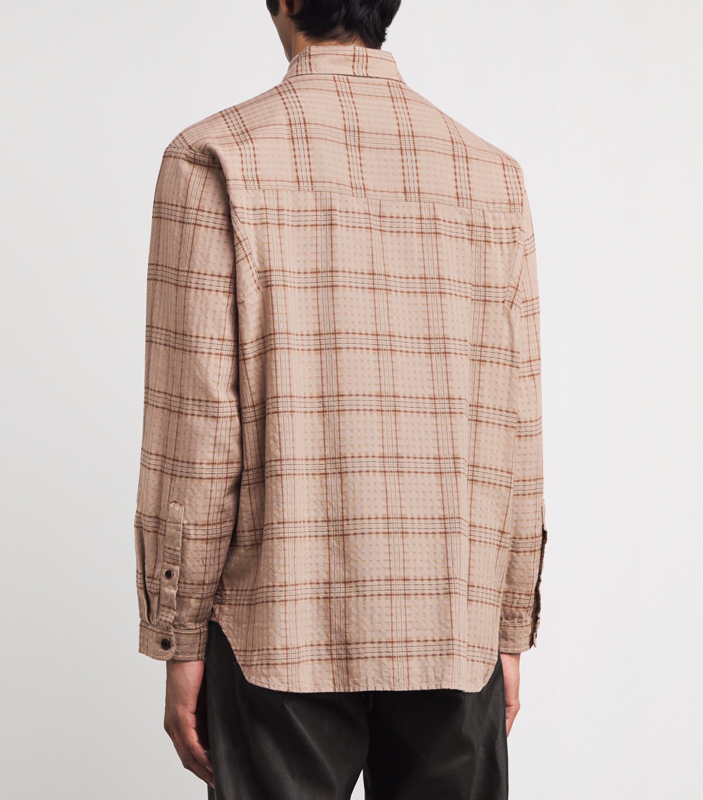 Organic Cotton Check Loose Garrison Shirt BEIGE Image 4