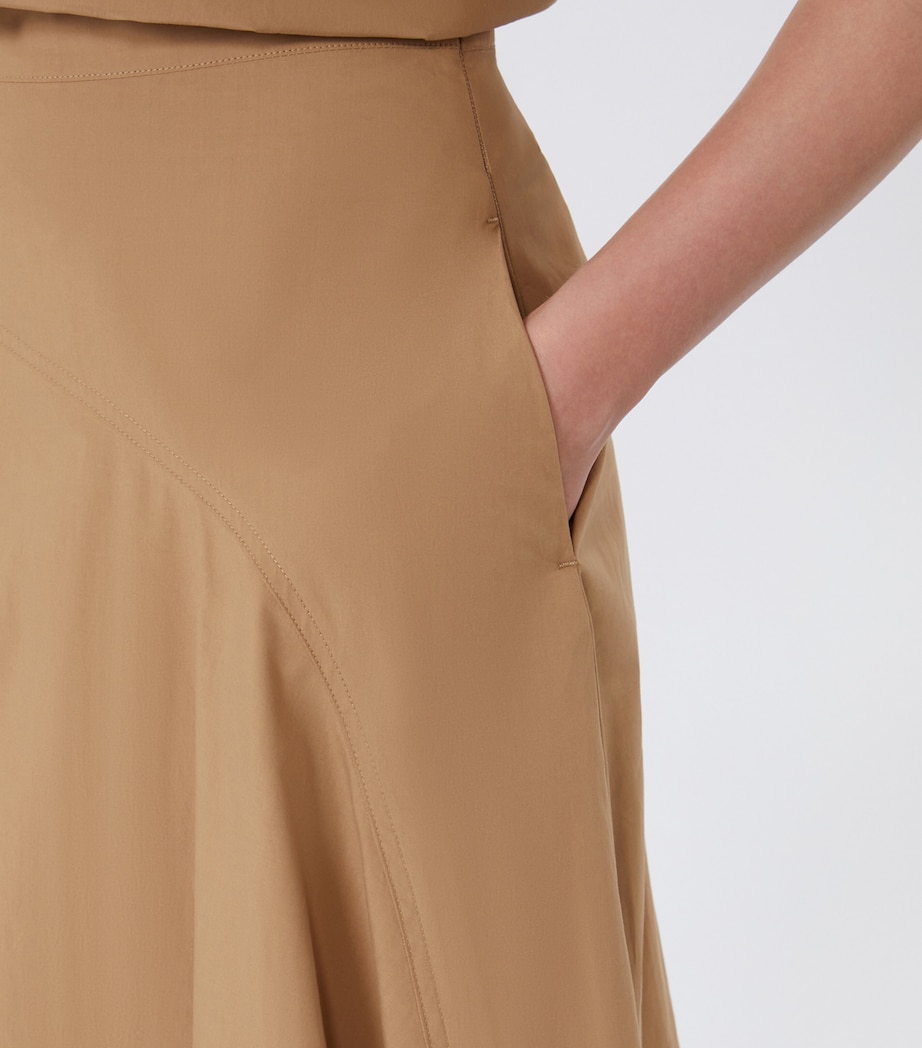 Weekend Max Mara Womens Cotton Midi Skirt Tobacco Image 5