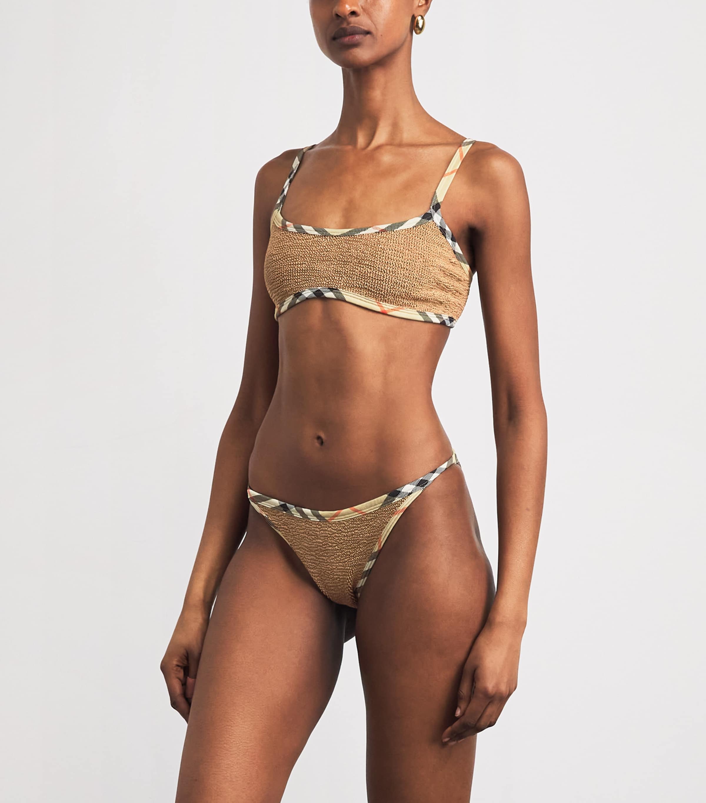 Burberry x Hunza G Brown x Burberry Check-Trim Tyler Bikini