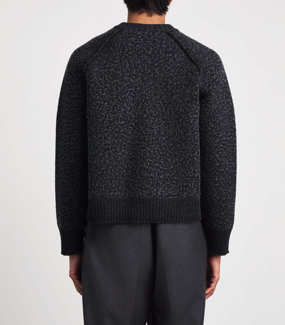 Craig Green Mens Wool-Blend Zip-Up Sweater Black/ Dark Grey Image 5