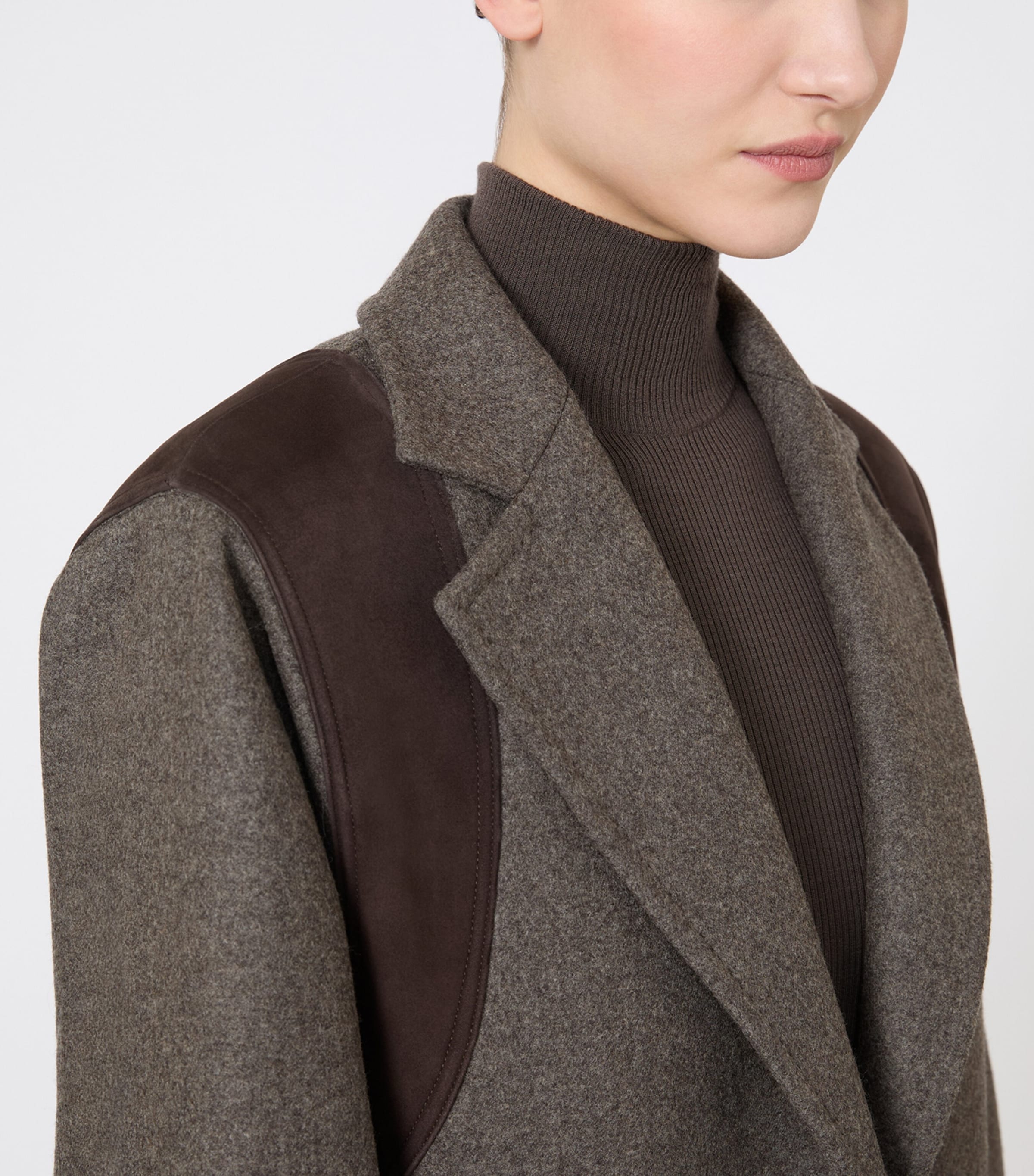 Max Mara Womens Virgin Wool Panel Jacket Brown Grey Image 5