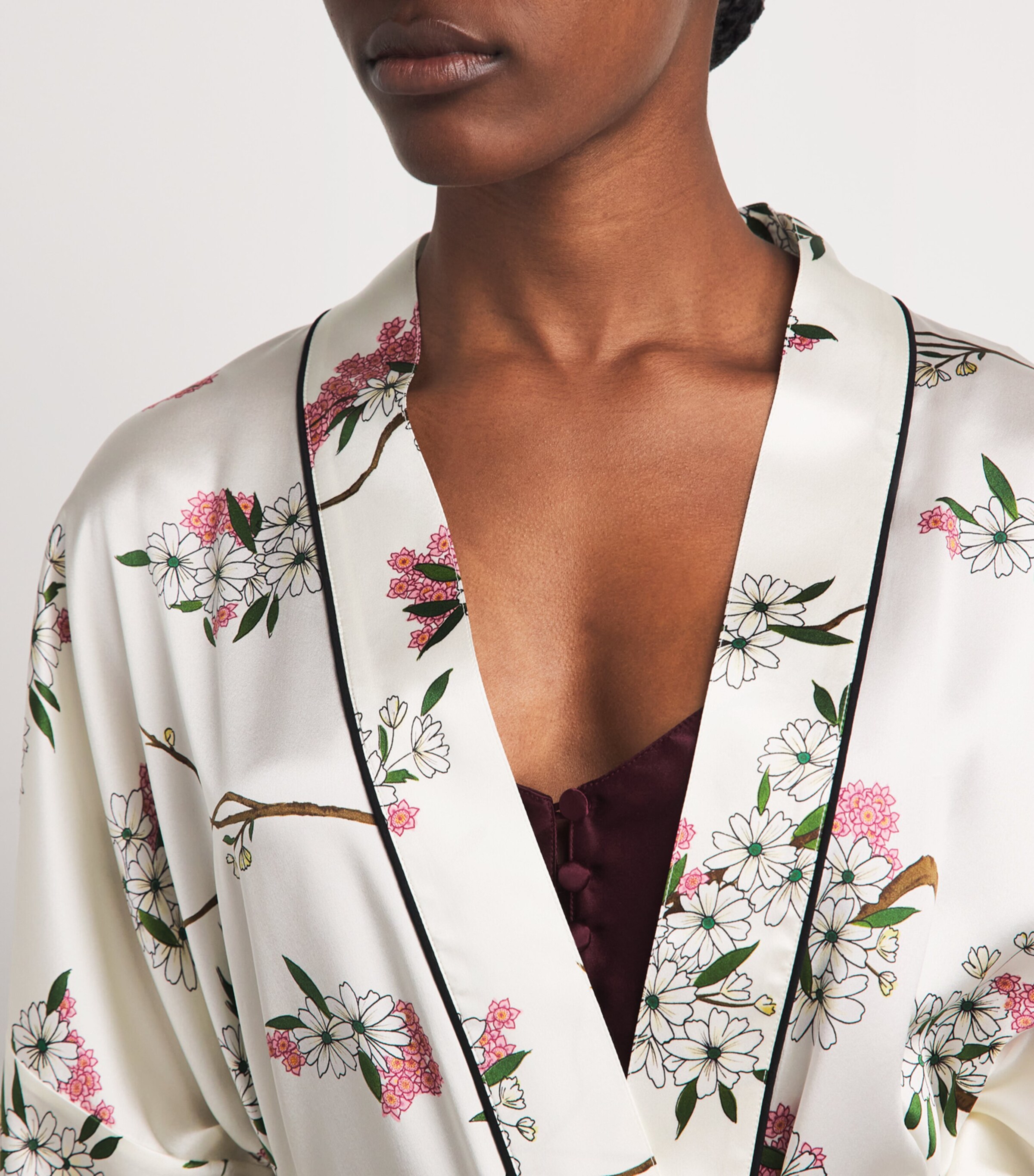 Olivia von Halle Womens Silk Floral Mimi Short Robe Ana Image 5