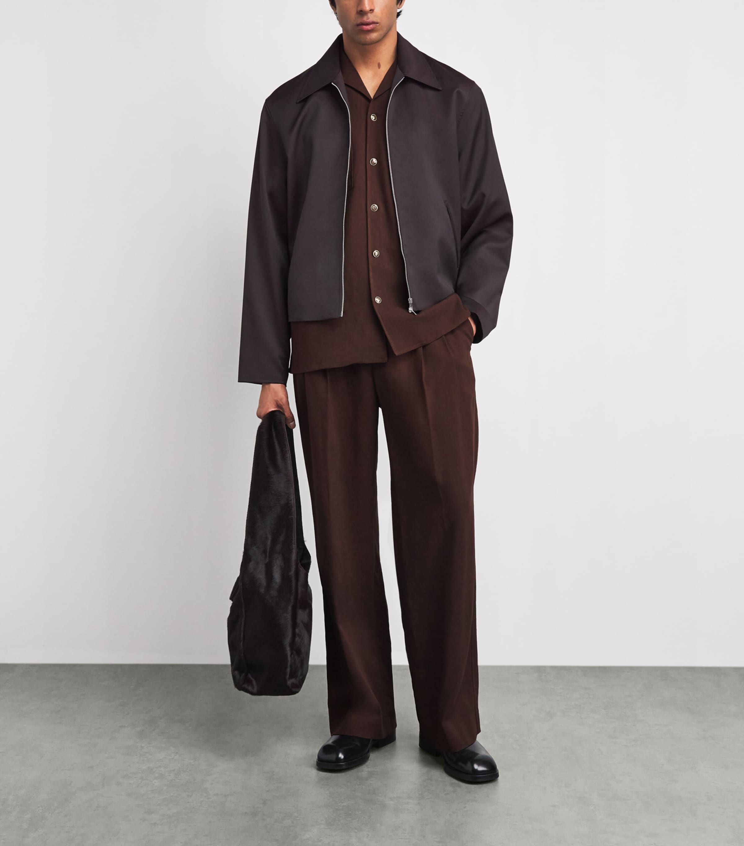 Drôle De Monsieur Mens Camp-Collar Shirt Brown Image 2