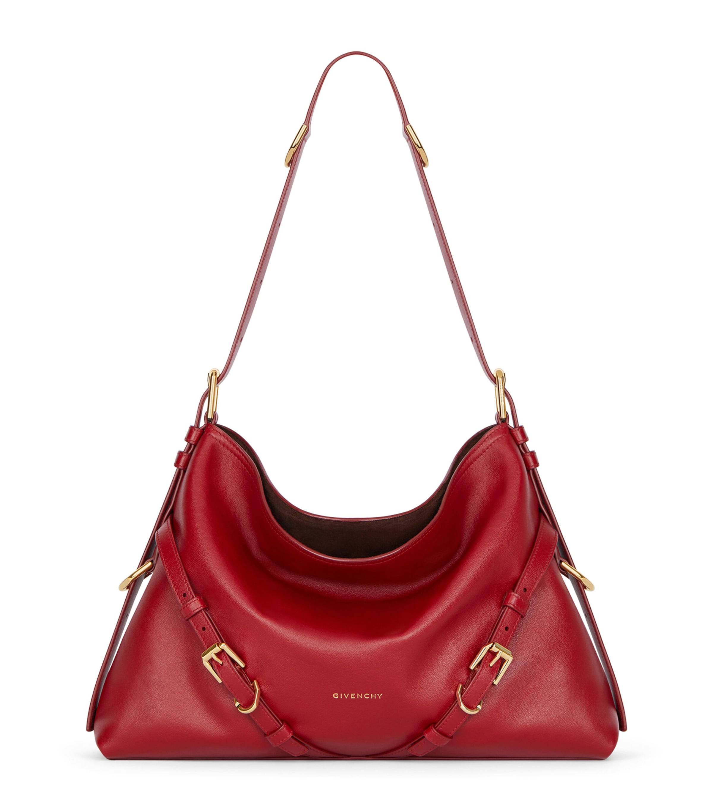 Givenchy Medium Leather Voyou Top-Handle Bag Dark Red Image 1