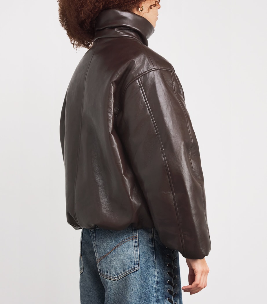 Leather-Blend Cyrus Bomber Jacket DEEP BROWN Image 4