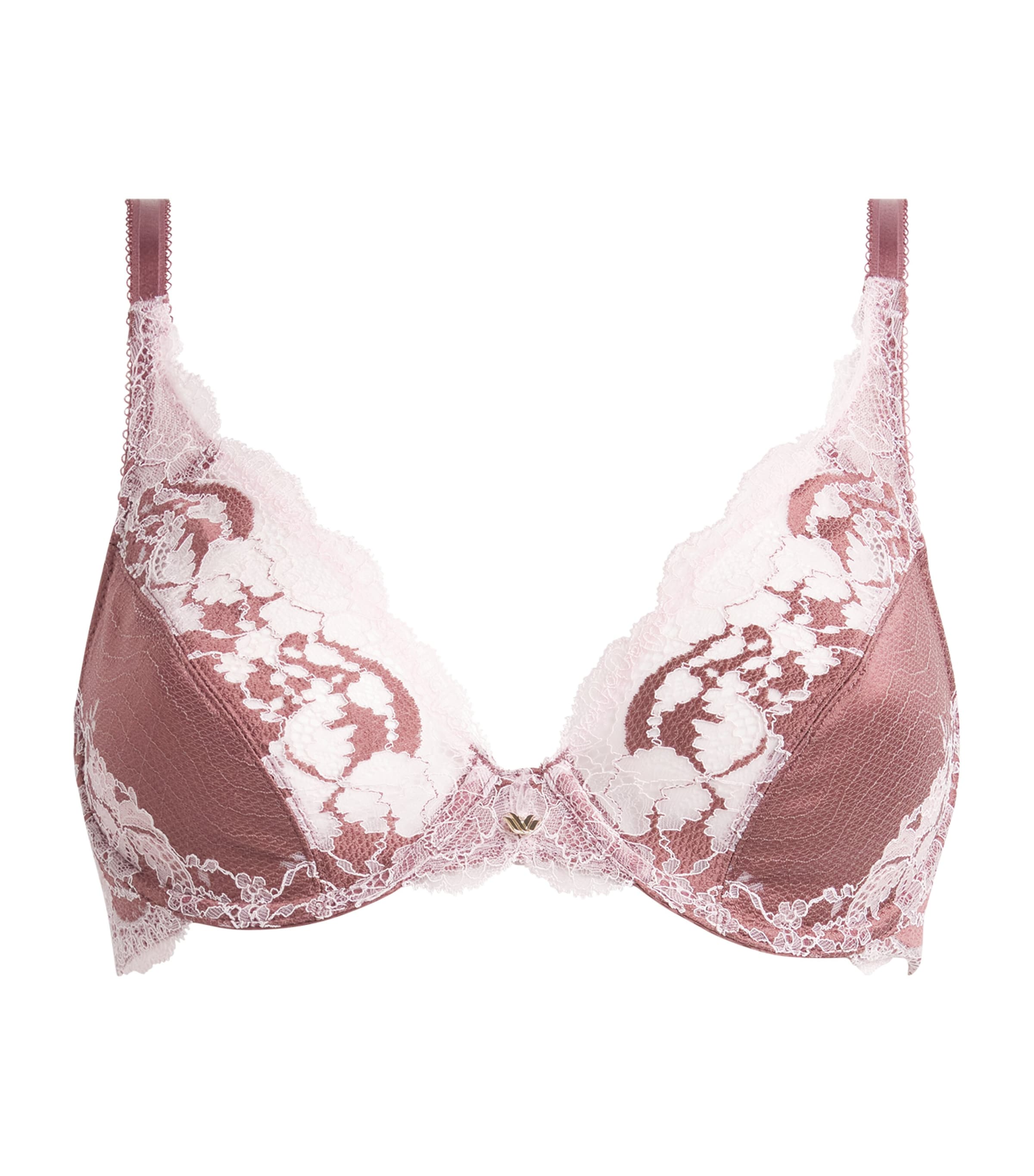 Wacoal Womens Modern Affair Plunge Bra Brwn/crdl Pnk Image 1
