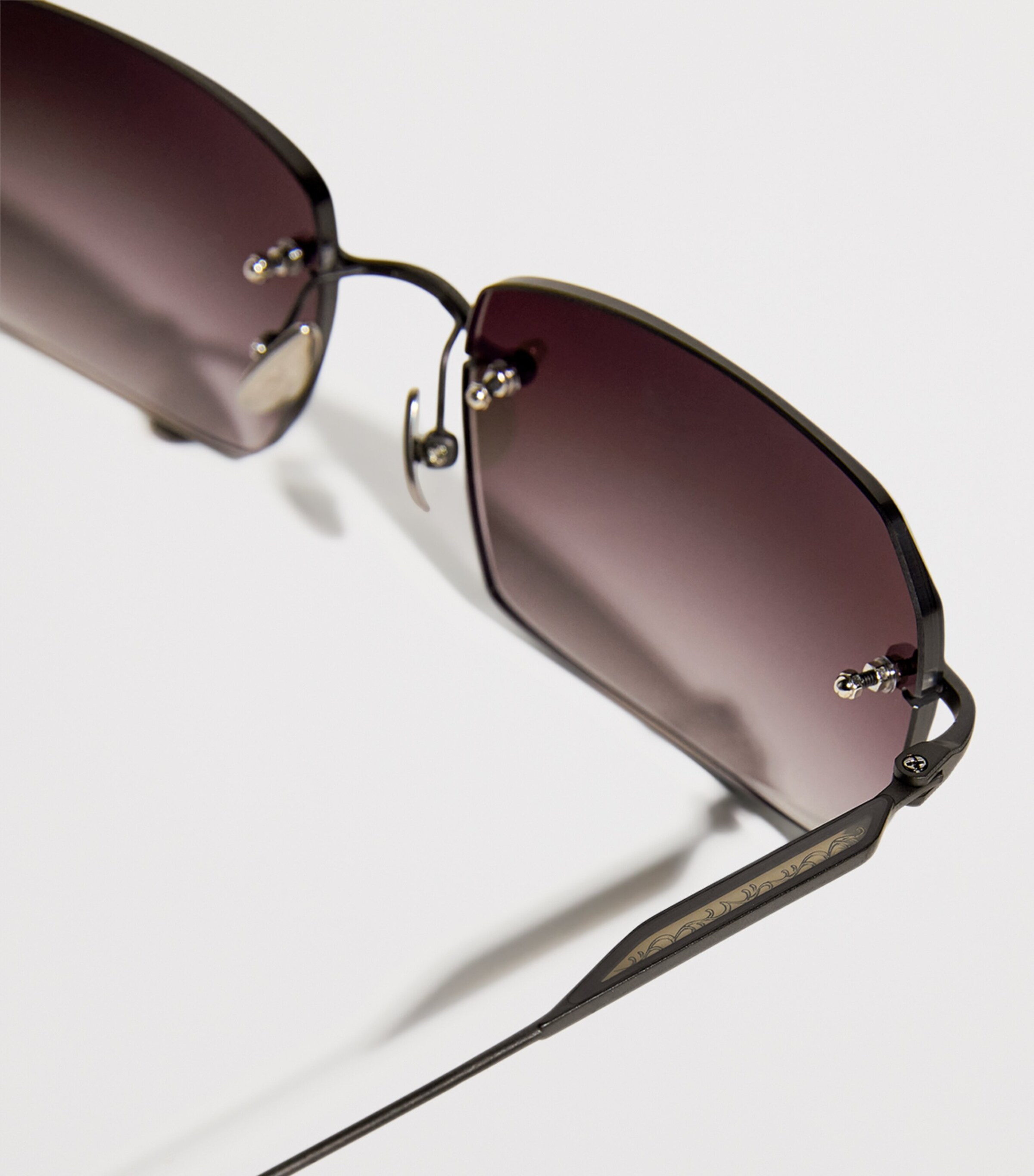 Rectangular Rimless Sunglasses M5004 MATTE BLACK Image 5