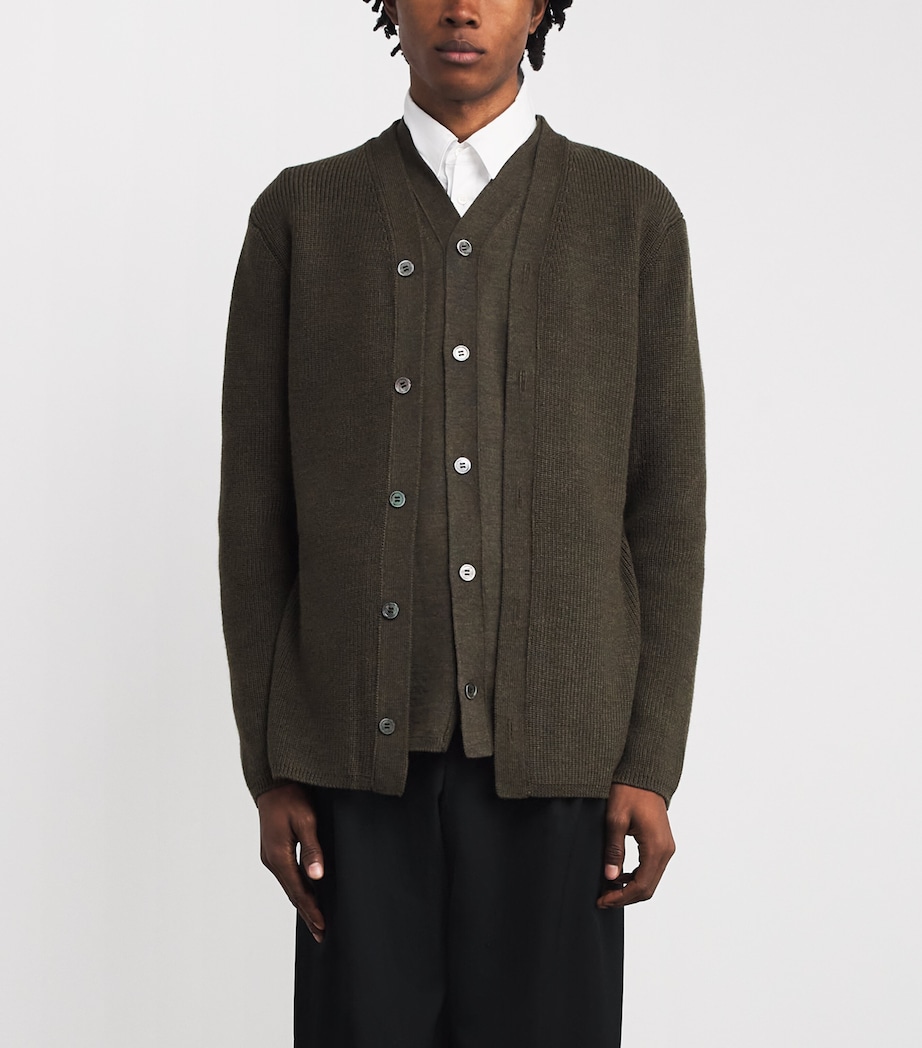 Wool Double-Layered Cardigan TOP KHAKI Image 3