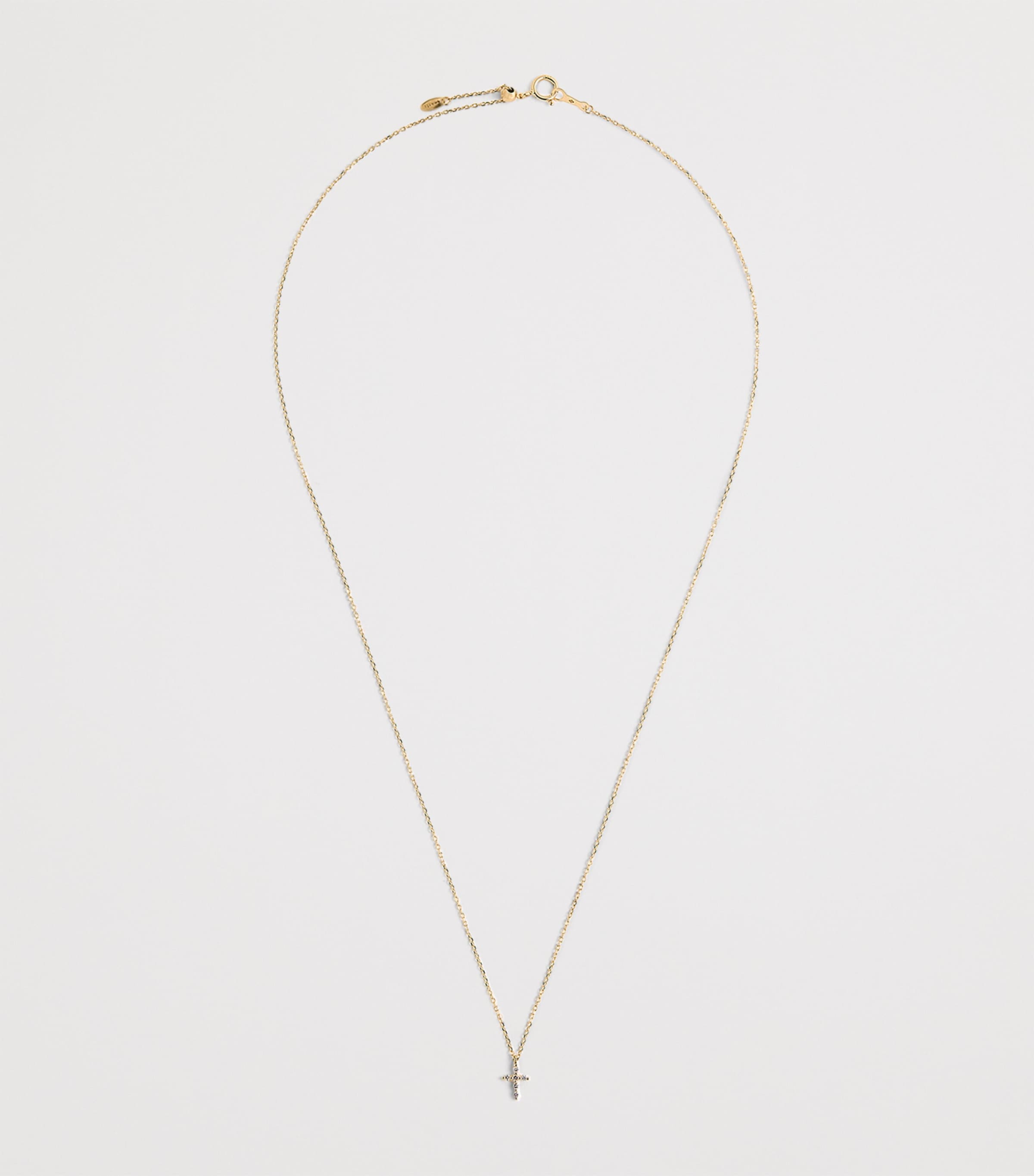 Yellow Gold and Diamond Symbols Cross Necklace  YELLOW GOLD Image 3