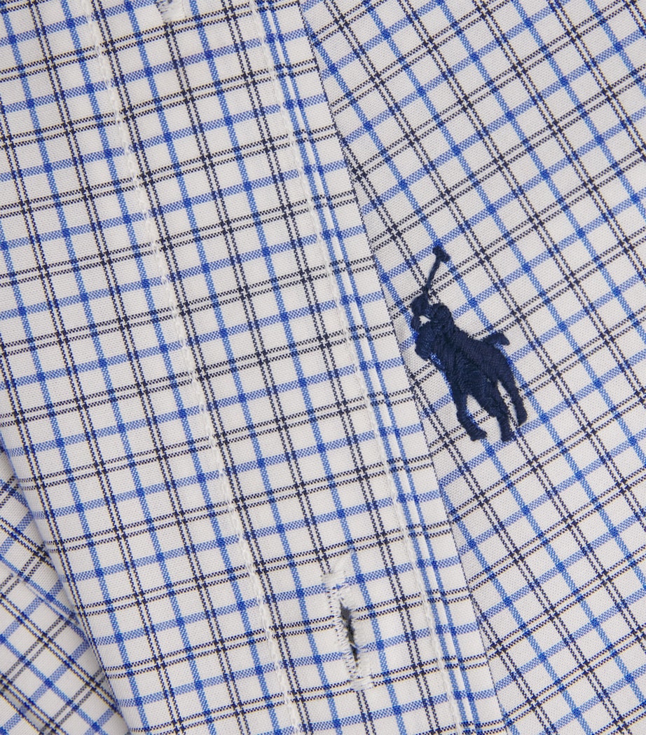 Polo Ralph Lauren Mens Stretch-Cotton Custom-Fit Check Shirt White Blue Mlt Image 6