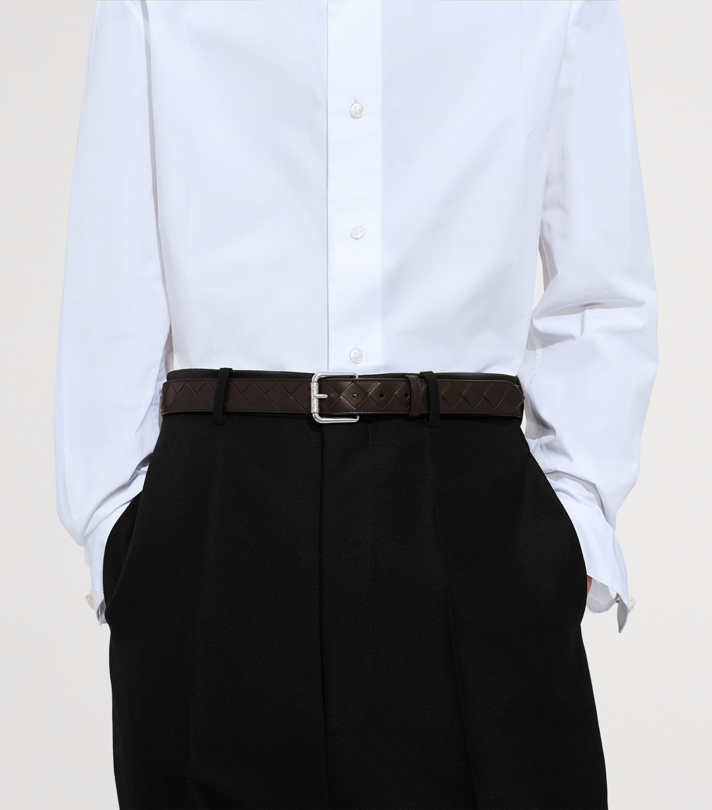 Bottega Veneta Leather Intrecciato Buckle Belt Image 2