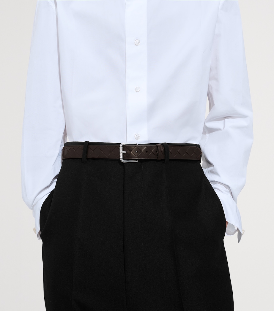 Bottega Veneta Leather Intrecciato Buckle Belt Image 2