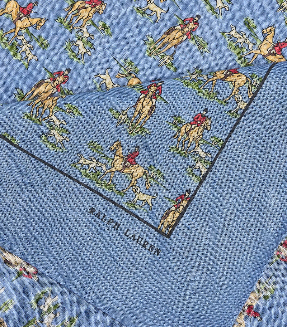 Linen Equestrian Print Bandana BLUE Image 5
