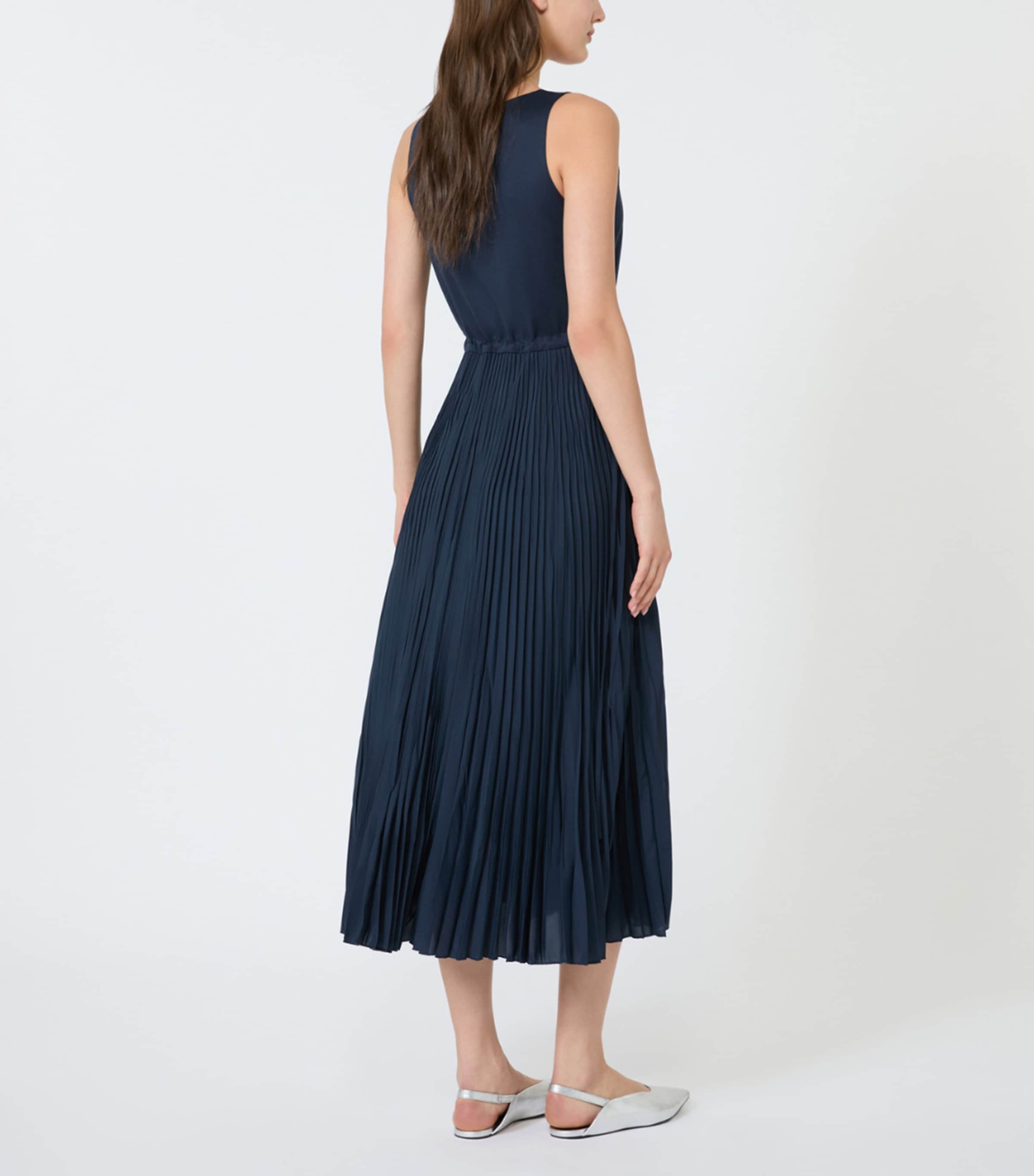 Weekend Max Mara Womens Pleated Maxi Dress Navy Image 4