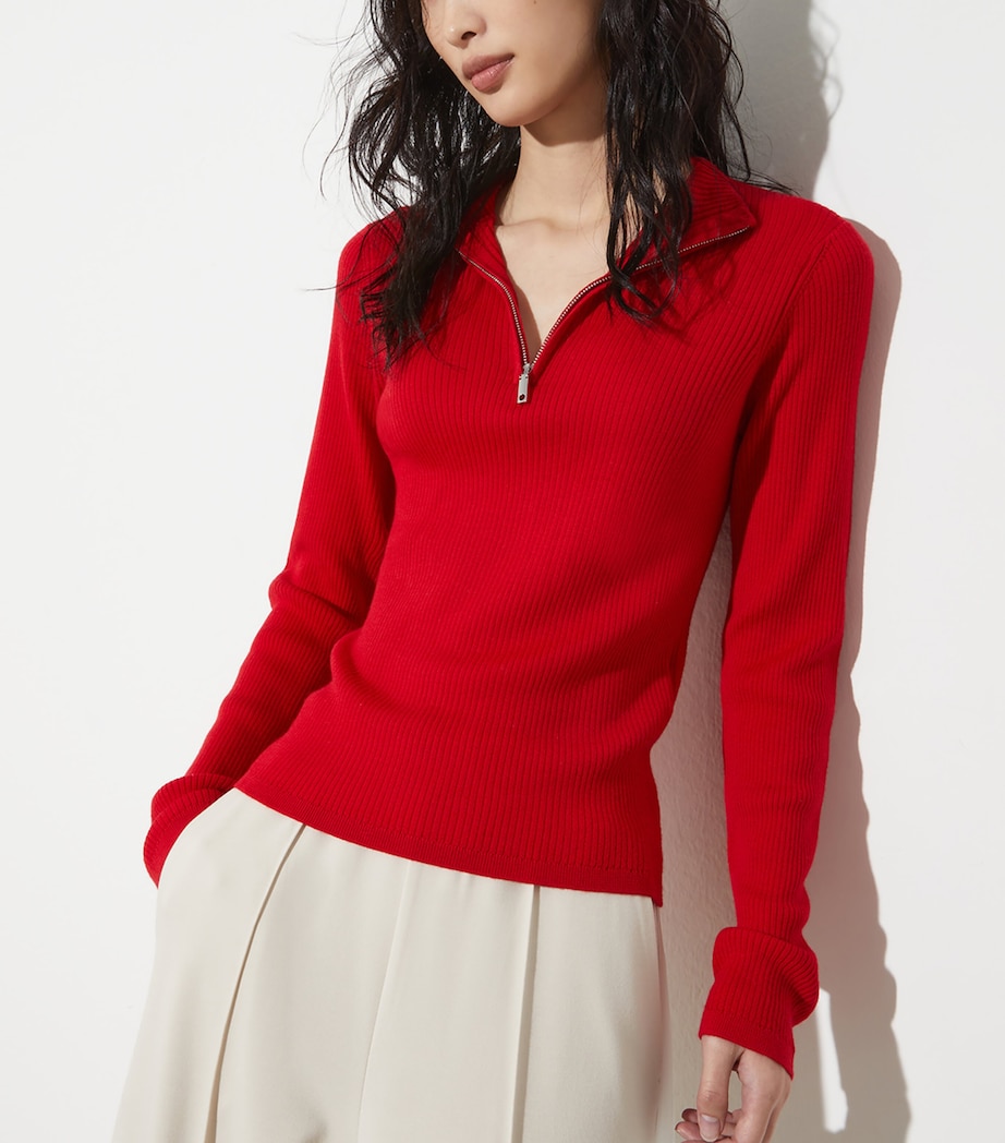 Wool Half-Zip Sweater RED Image 3