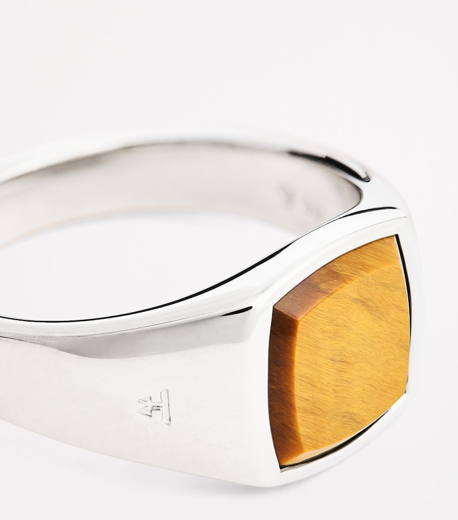 Rhodium-Plated Sterling Silver Kay Tiger Eye Ring S925 Image 6