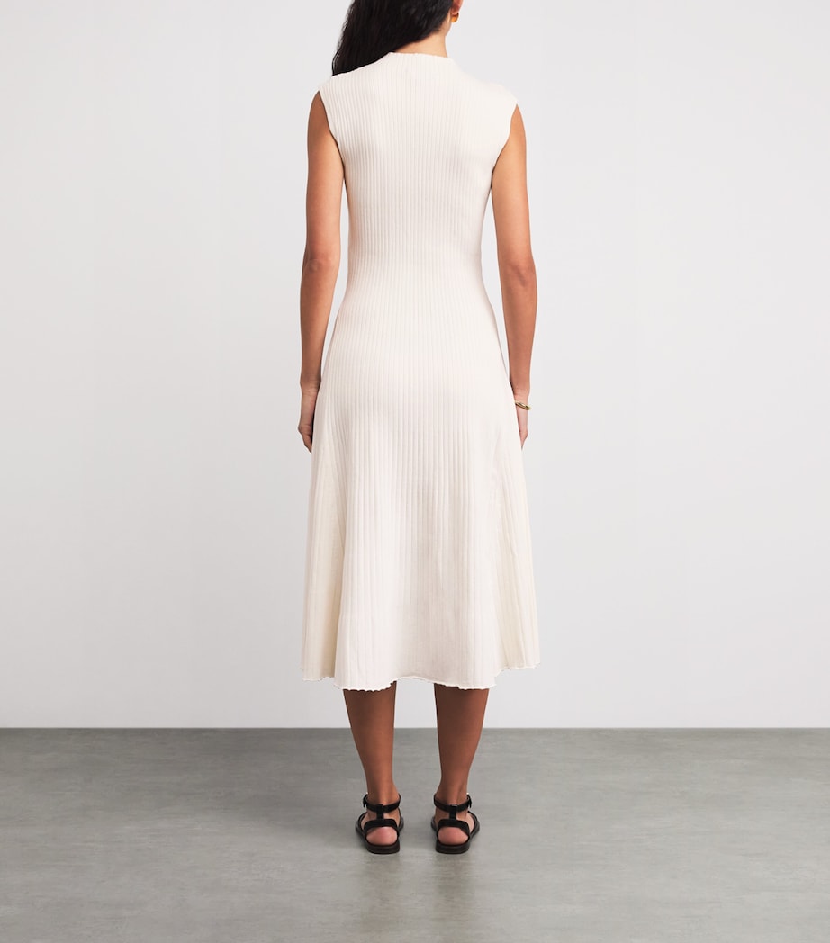 Maje Womens Rib-Knit Midi Dress Ecru Image 4