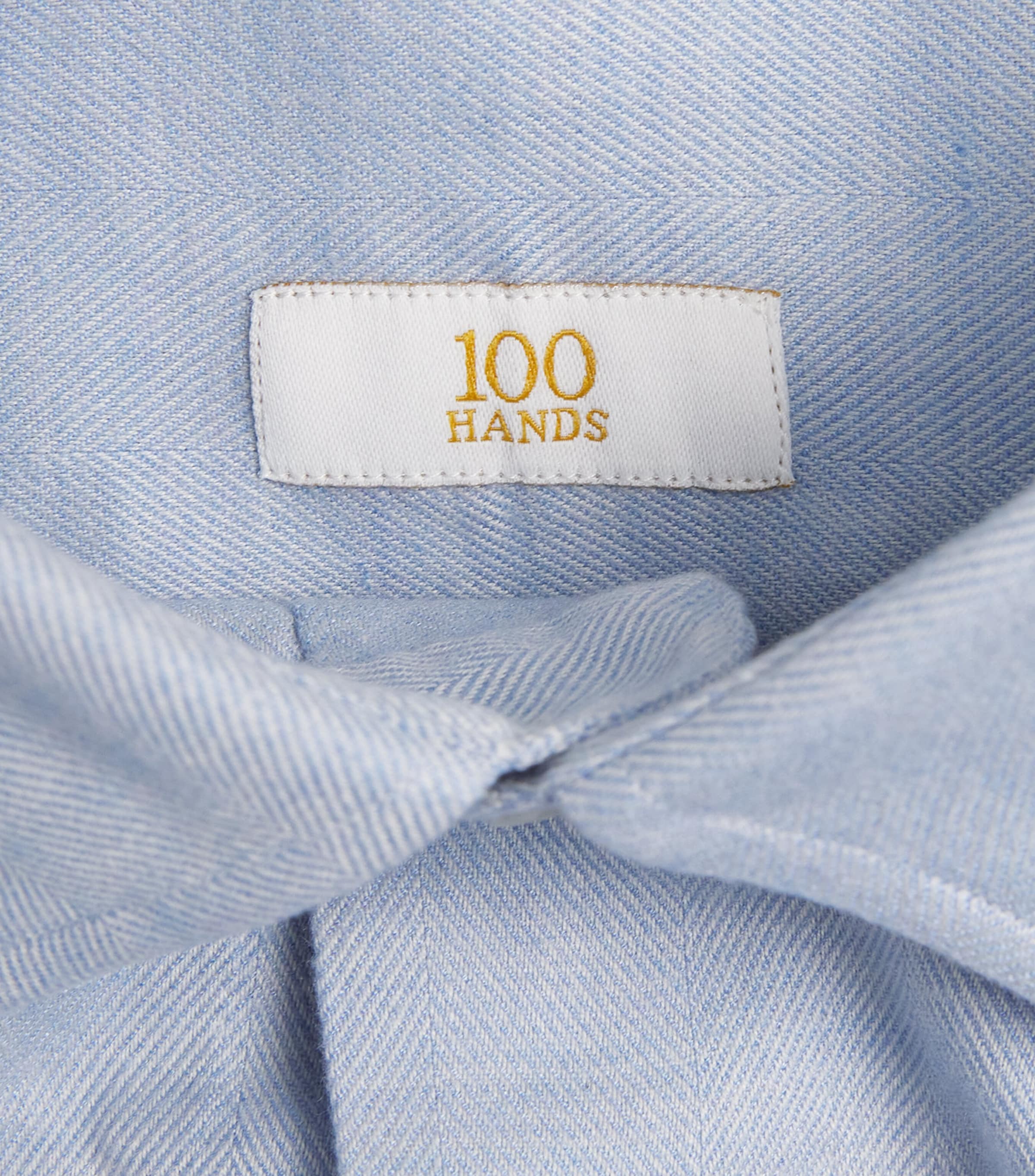 100HANDS Mens Herringbone Shirt Light Blue Image 6