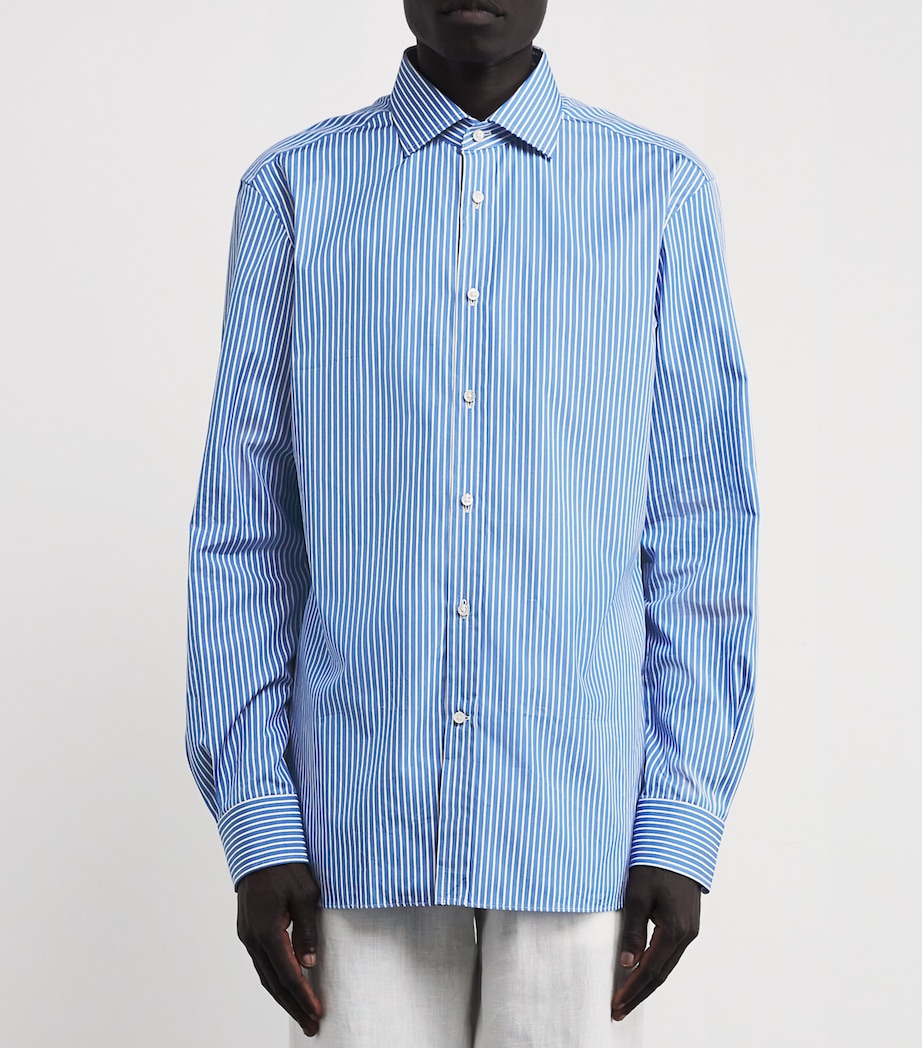 Cotton Stripe Dress Shirt MED BLUE/WHITE Image 3