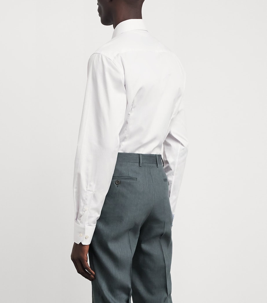 Signature Twill Floral-Trim Shirt WHITE FLOR Image 4