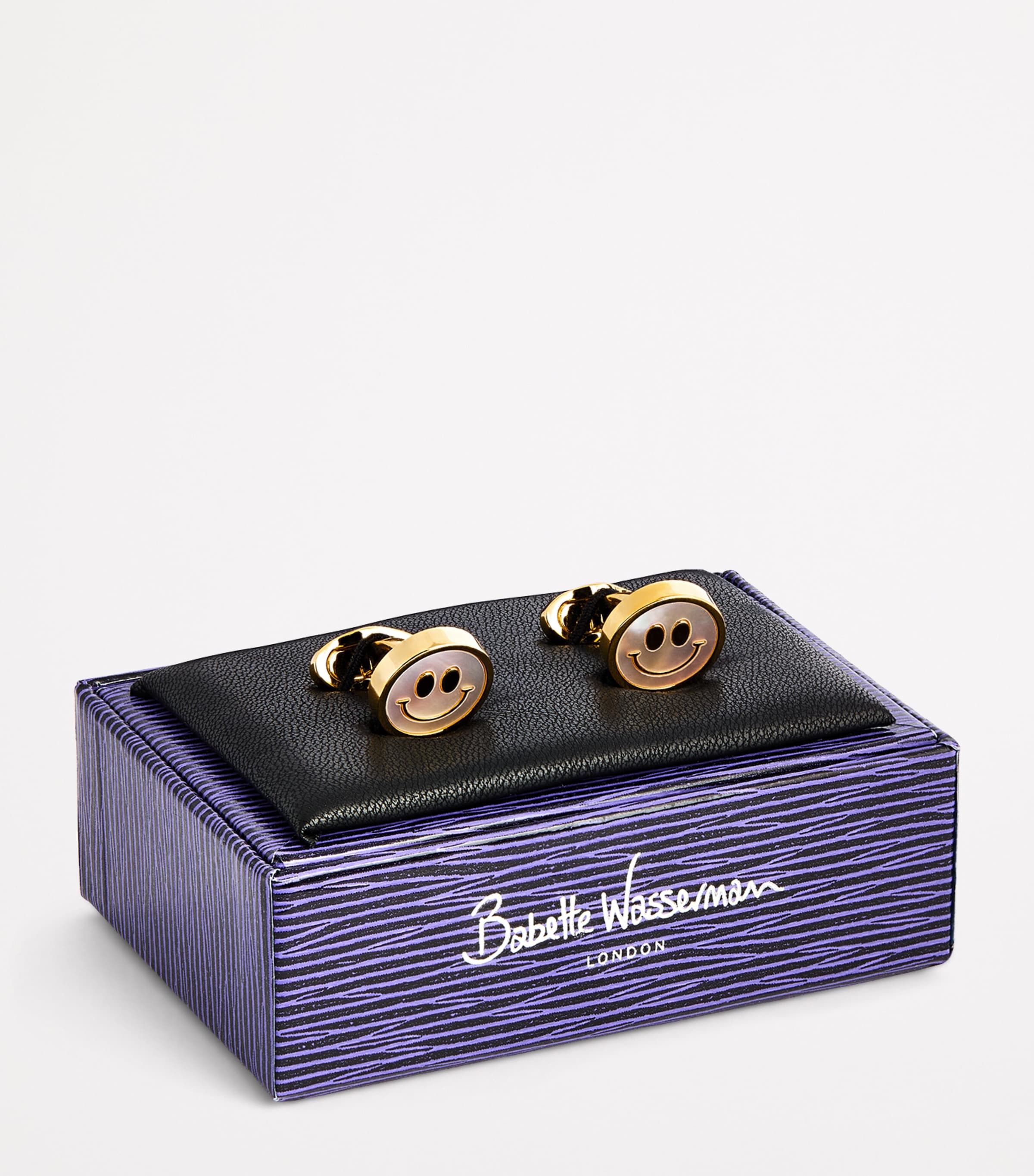 Babette Wasserman Gold-Plated Smiley Face Cufflinks Gold Image 3