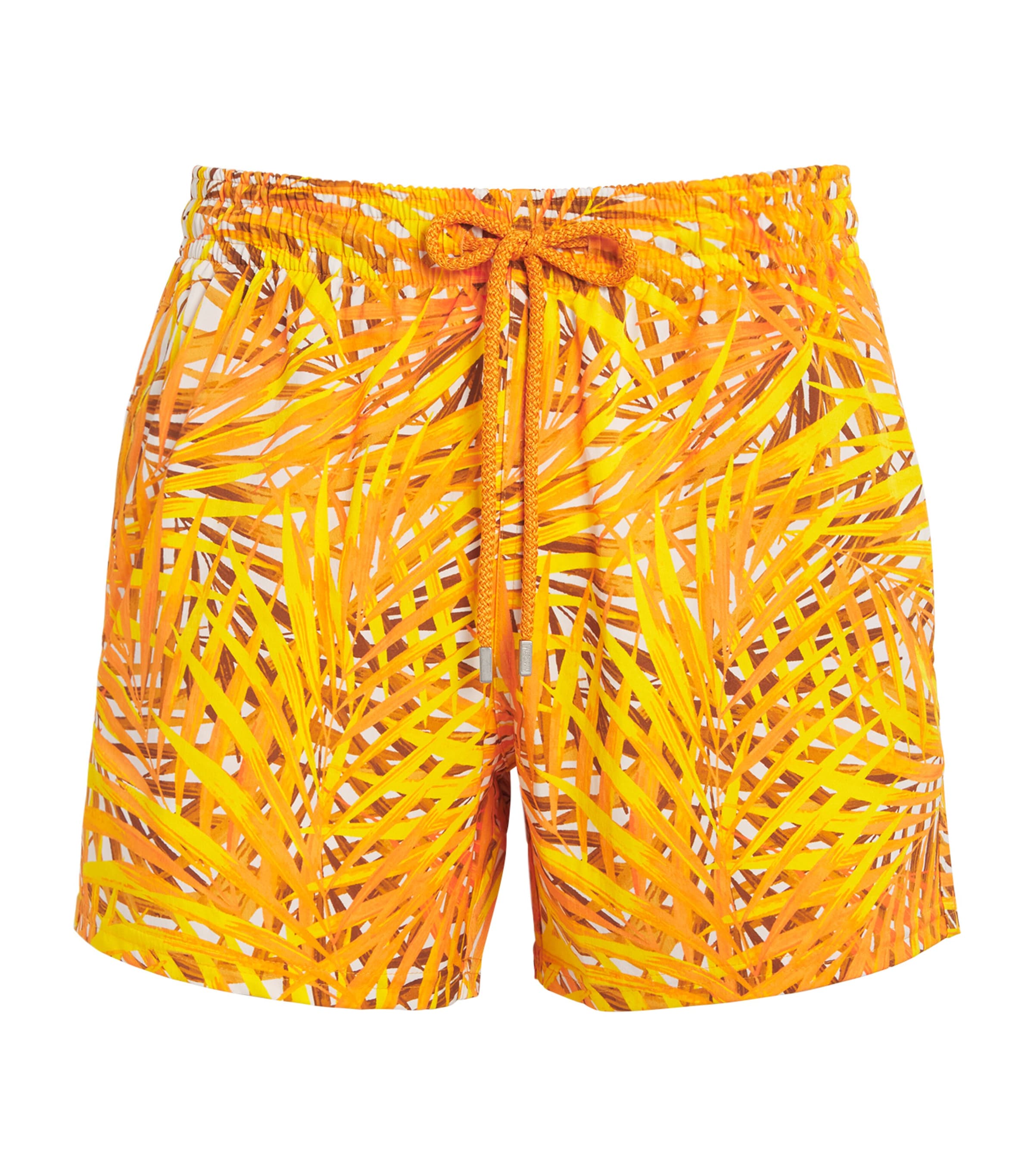 Vilebrequin Leaf Print Moorise Swim Shorts In Yellow