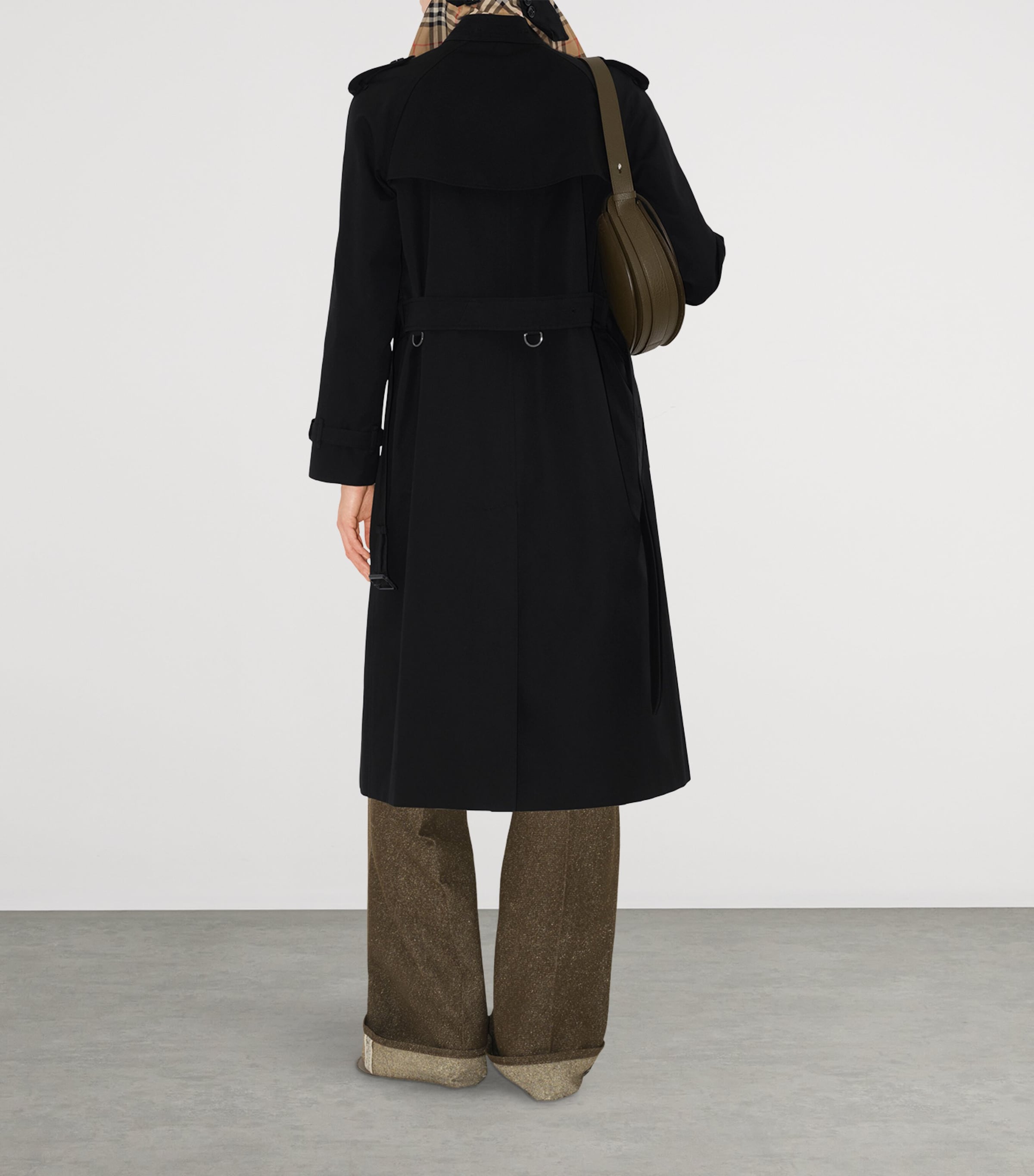 Burberry Black Gabardine Long Waterloo Heritage Trench Coat 