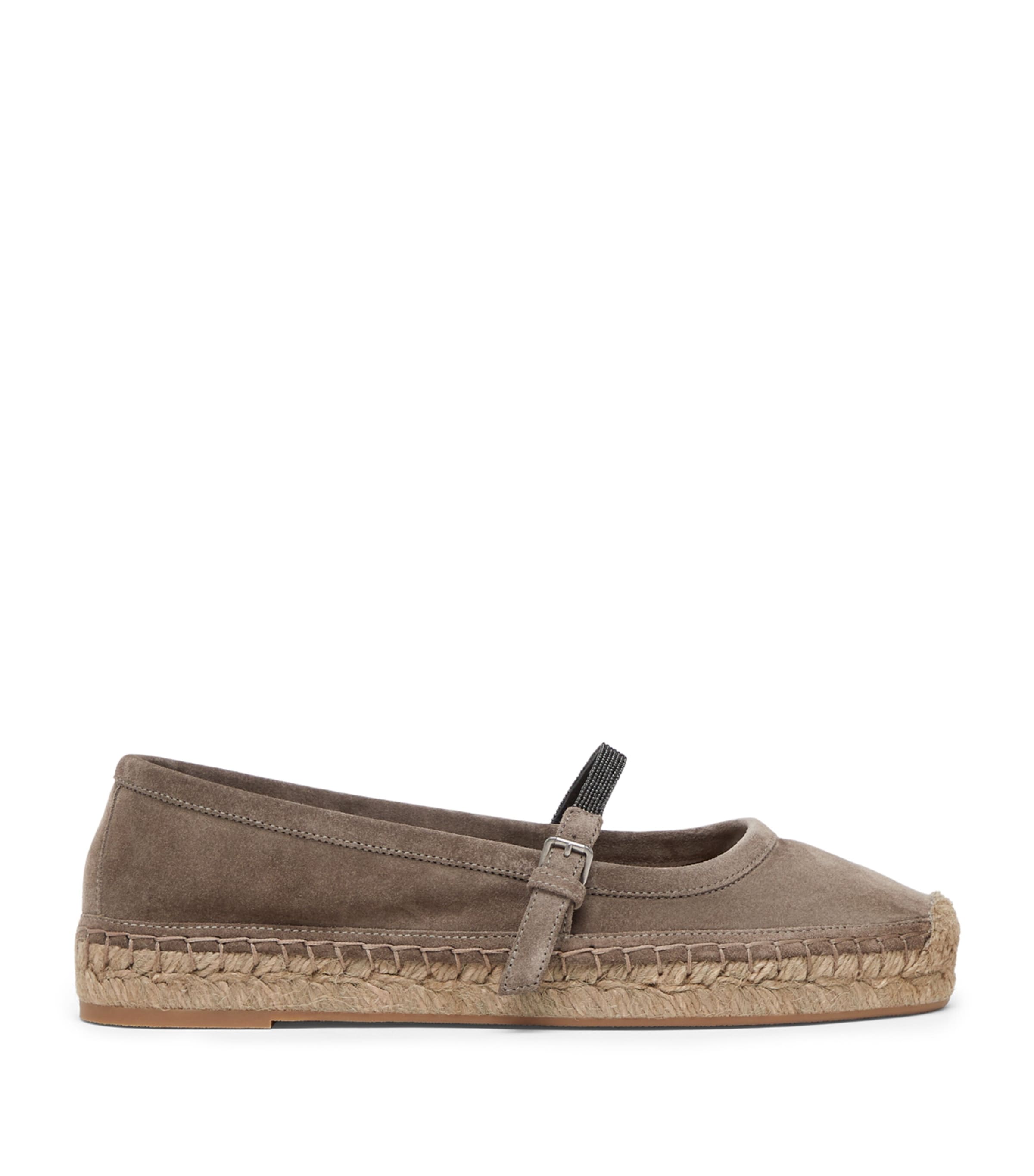 Brunello Cucinelli Suede Precious Strap Espadrilles In Green