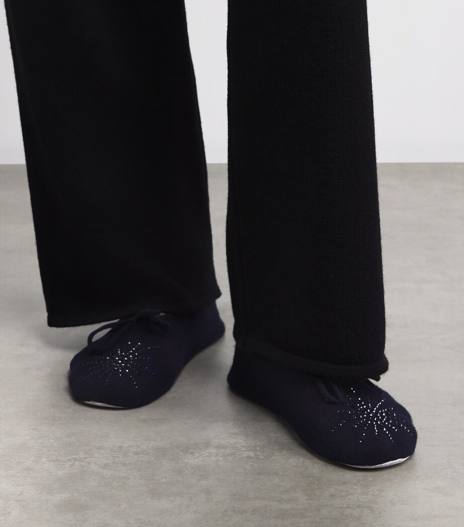 Cashmere Crystal-Embellished Dolly Slippers MIDNIGHT/DARK I Image 2