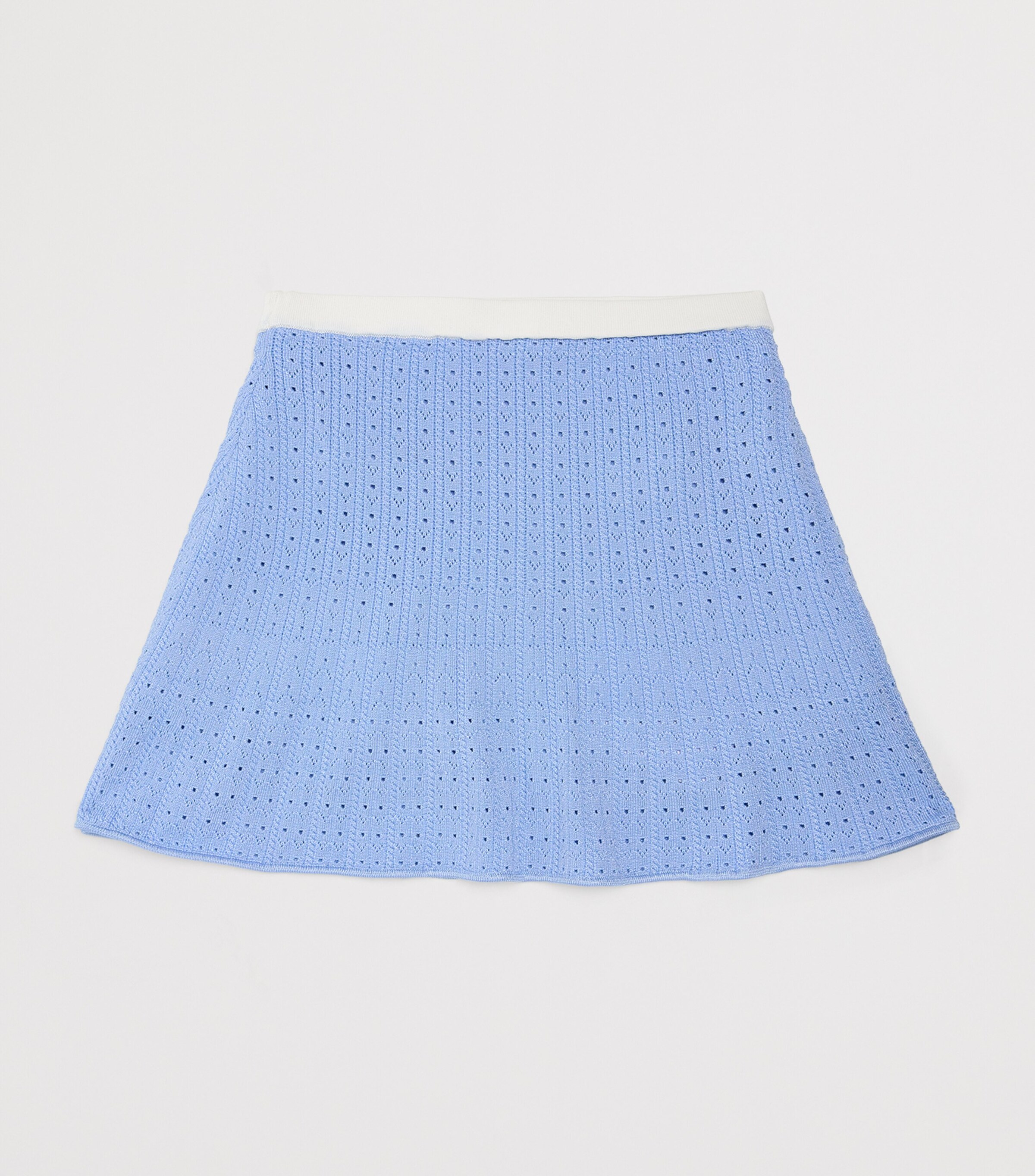 Self-Portrait Kids Pointelle Knitted Mini Skirt (3-12 Years) Blue Image 2
