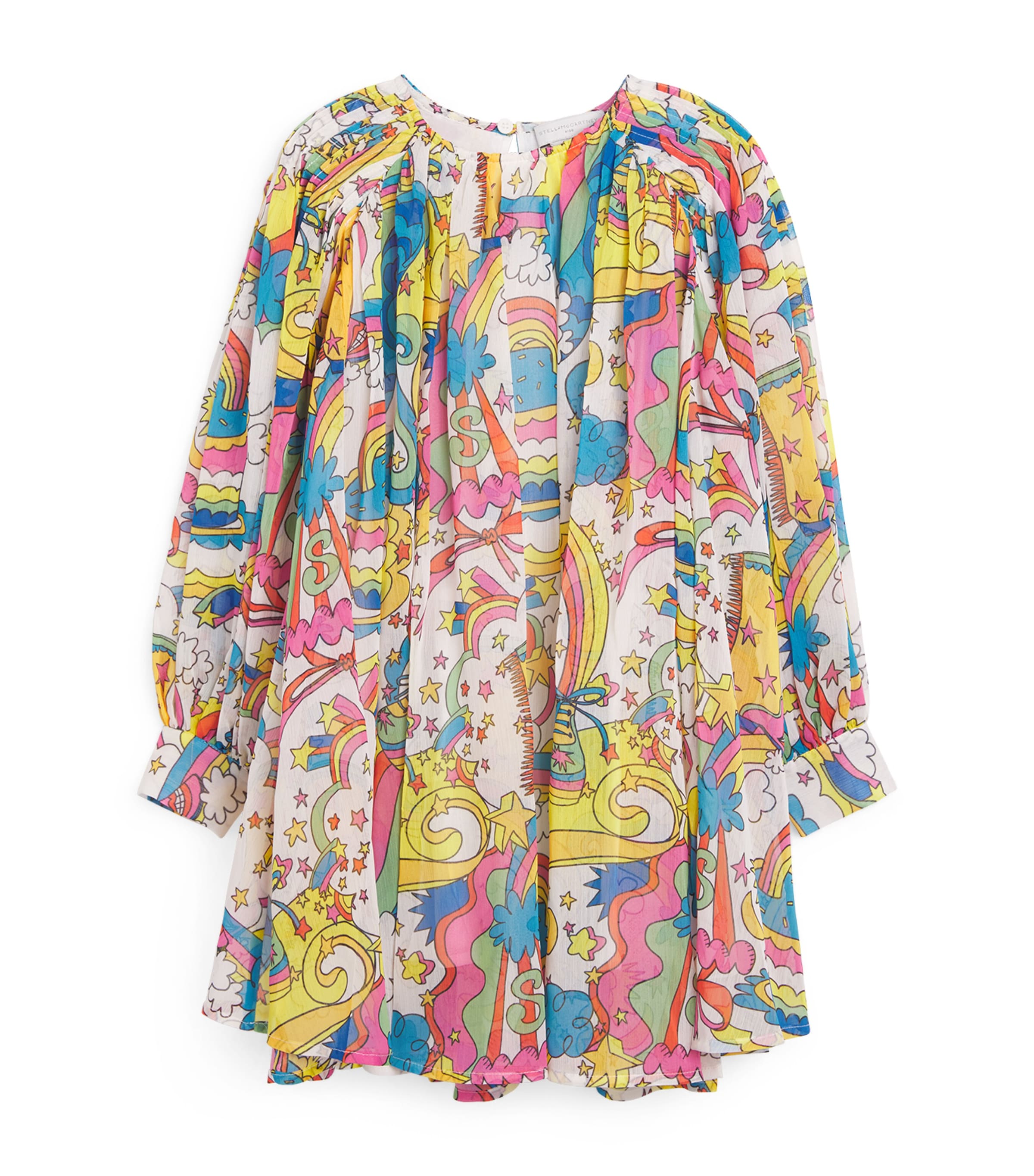 Stella Mccartney Voile Rainbow Print Dress In Multi