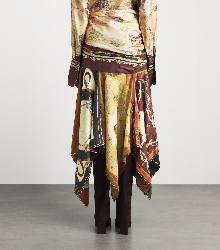 Zimmermann Womens Silk Valiant Draped Scarf Midi Skirt Spliced Scarves Image 5