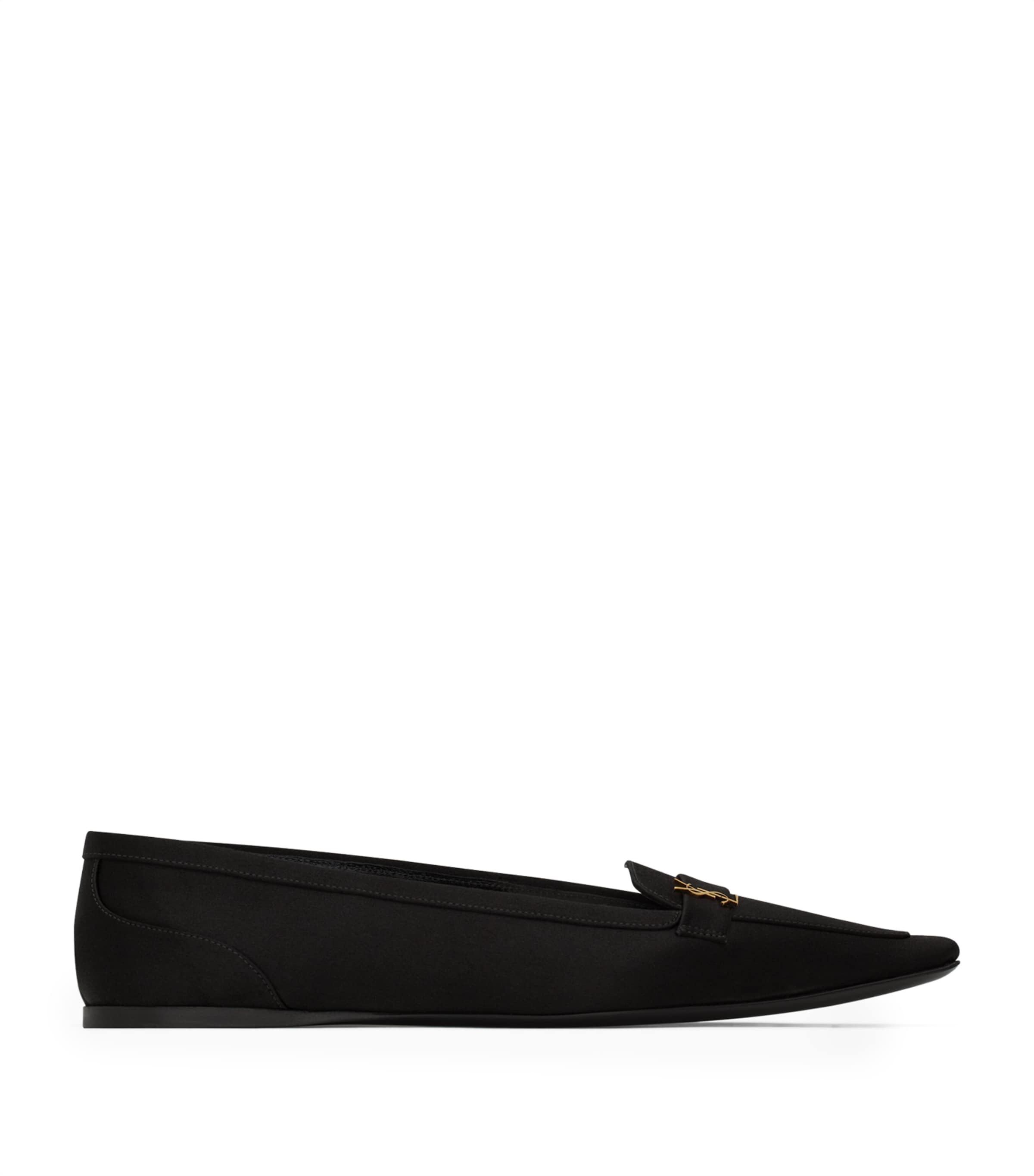 Saint Laurent Poppy Satin Ballets In Black