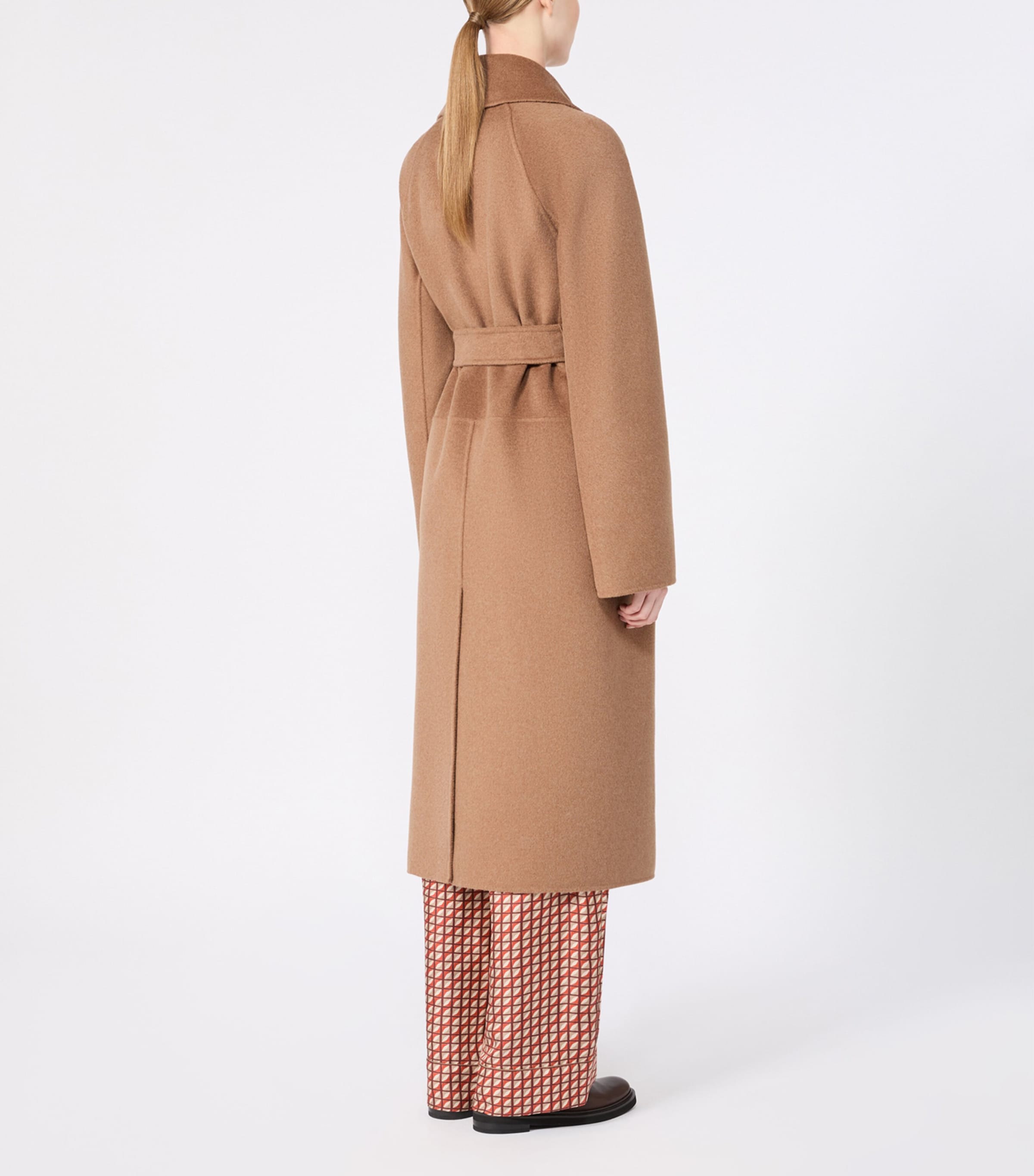 Max Mara Womens Wool-Cashmere-Blend Wrap Coat Camel Image 4