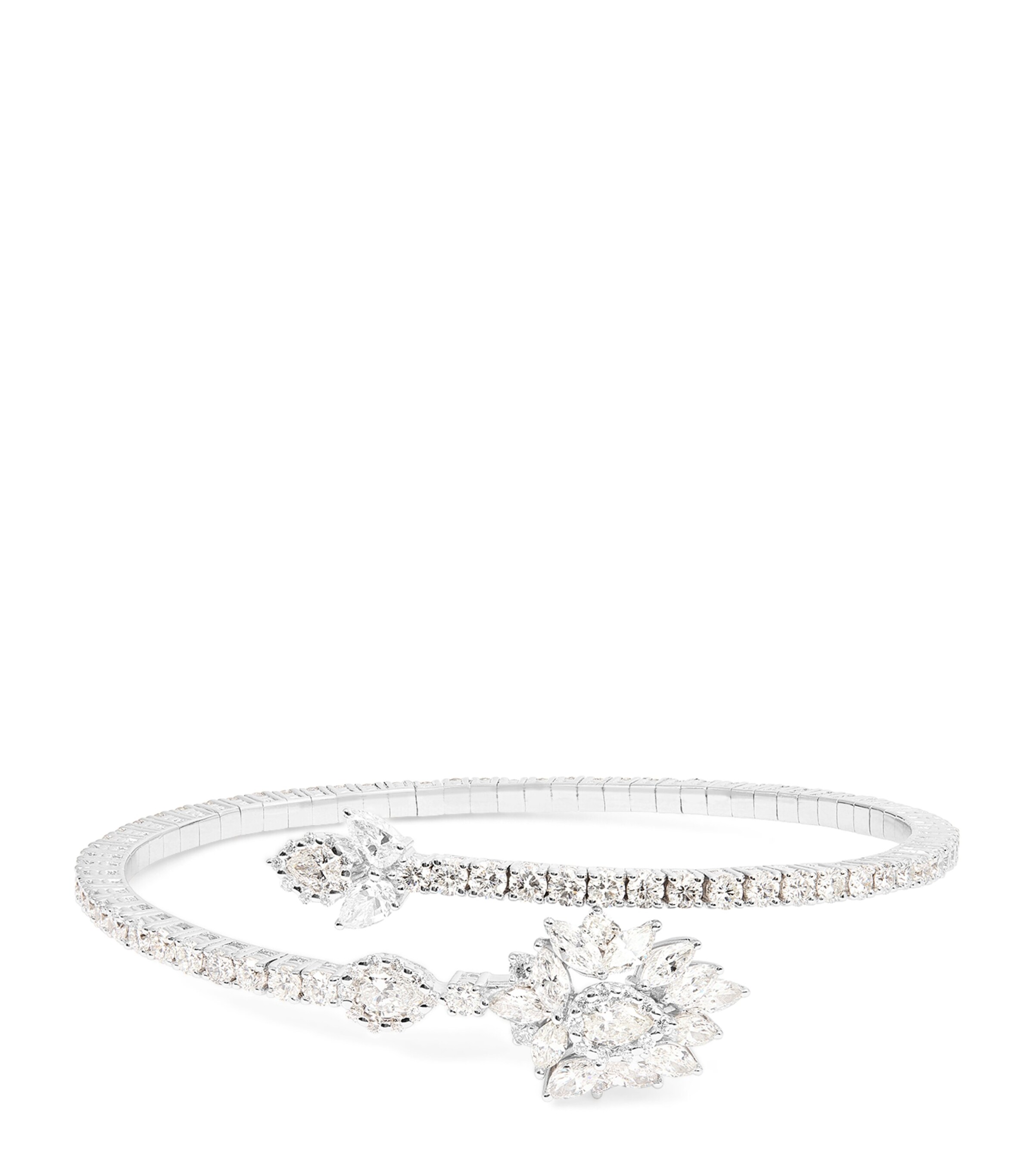 White Gold and Diamond Cluster Bangle WHITE GOLD Image 1