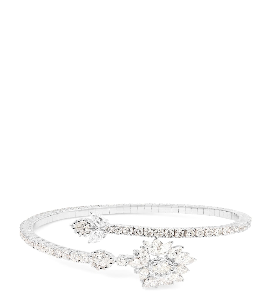 White Gold and Diamond Cluster Bangle WHITE GOLD Image 1