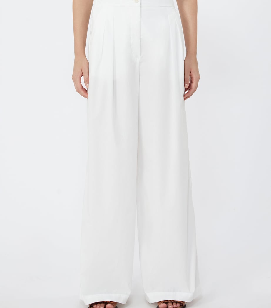 Weekend Max Mara Womens Cotton Wide-Leg Trousers White Image 3