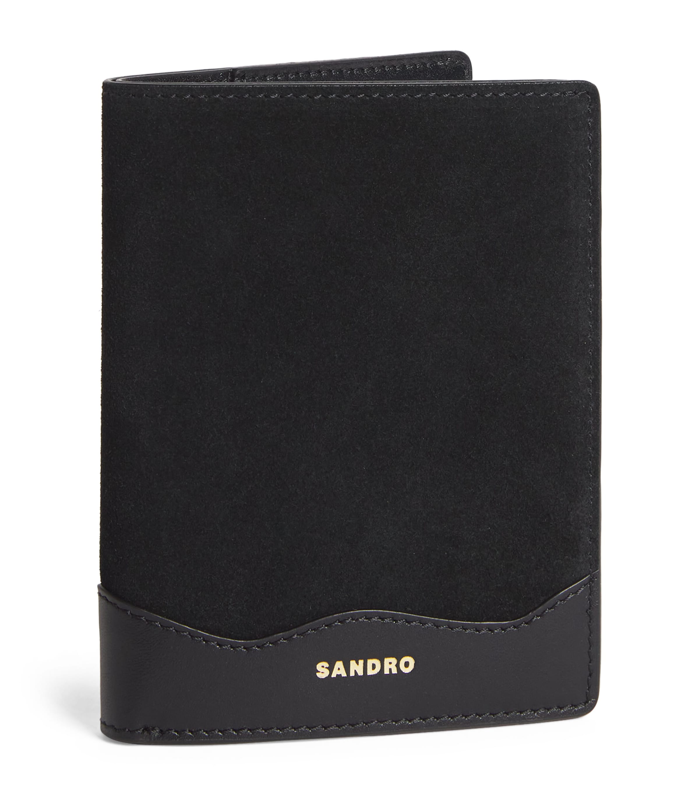 Sandro Suede Jet Lag Passport Holder In Black