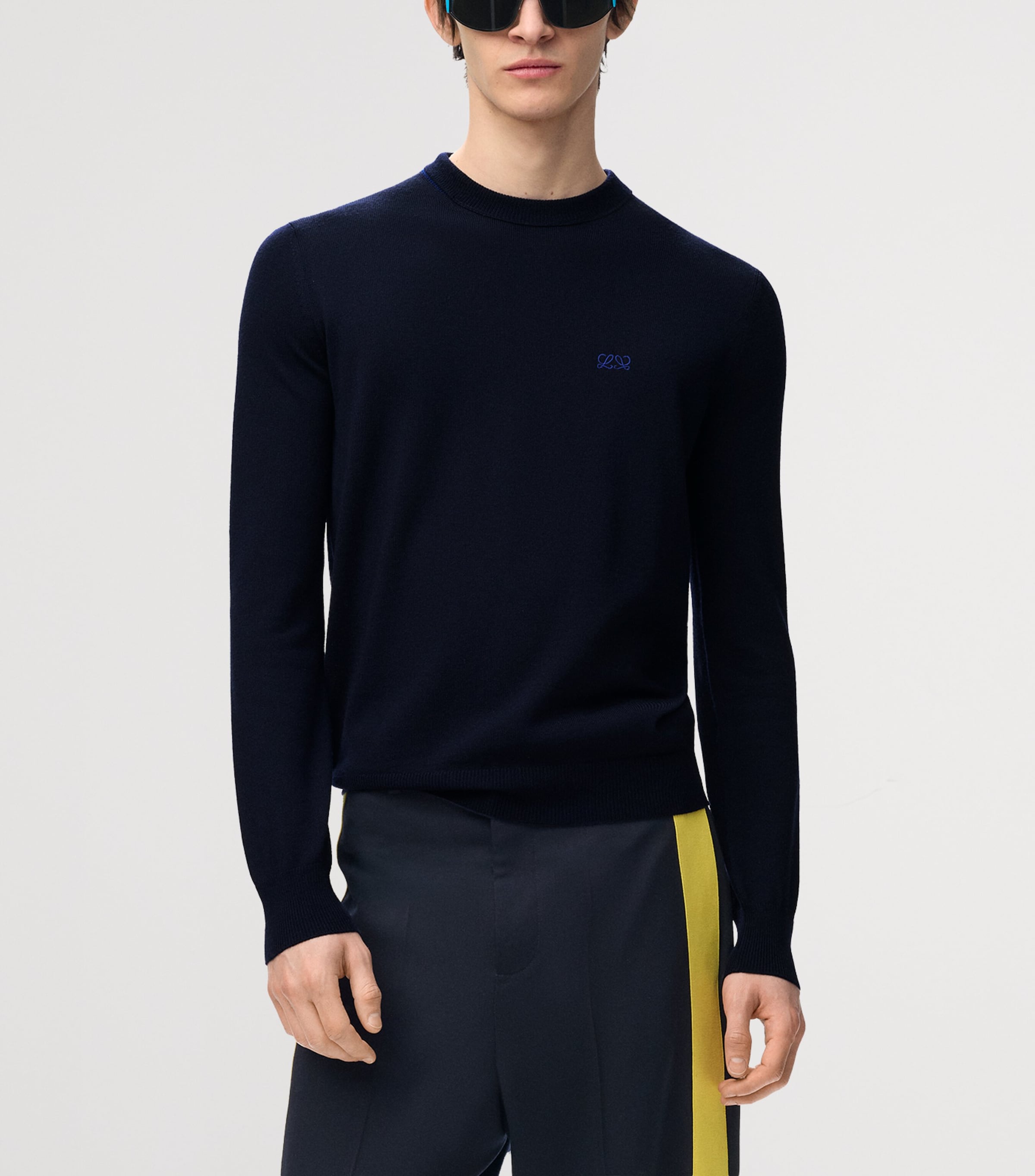 LOEWE Mens Stretch-Wool Sweater Navy/blue Image 3