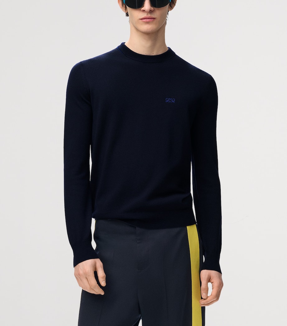 LOEWE Mens Stretch-Wool Sweater Navy/blue Image 3