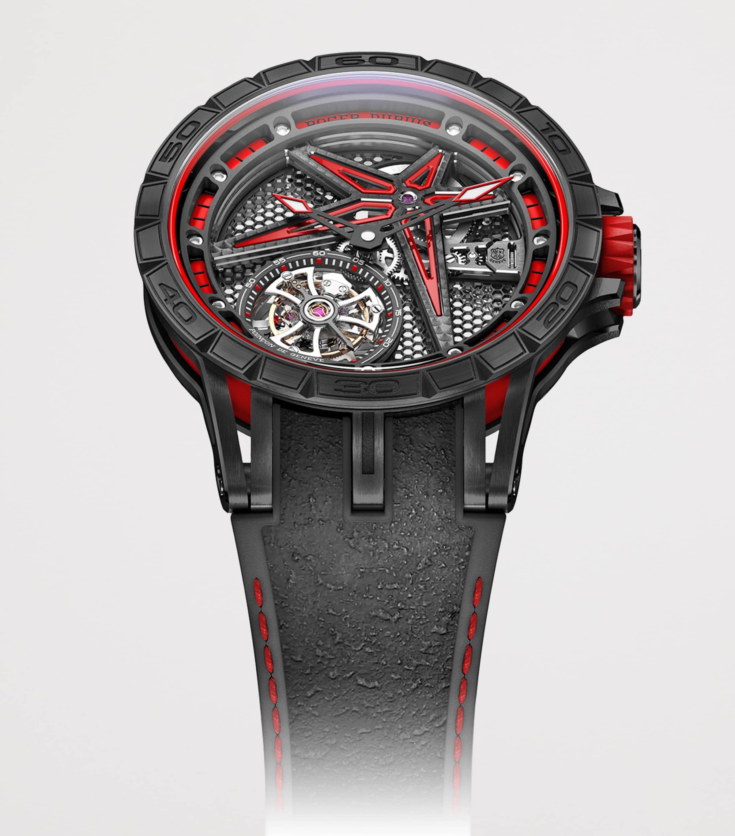 Roger Dubuis DLC Tianium Excalibur Spider Monotourbillon Pirelli Watch 39mm Red Image 2