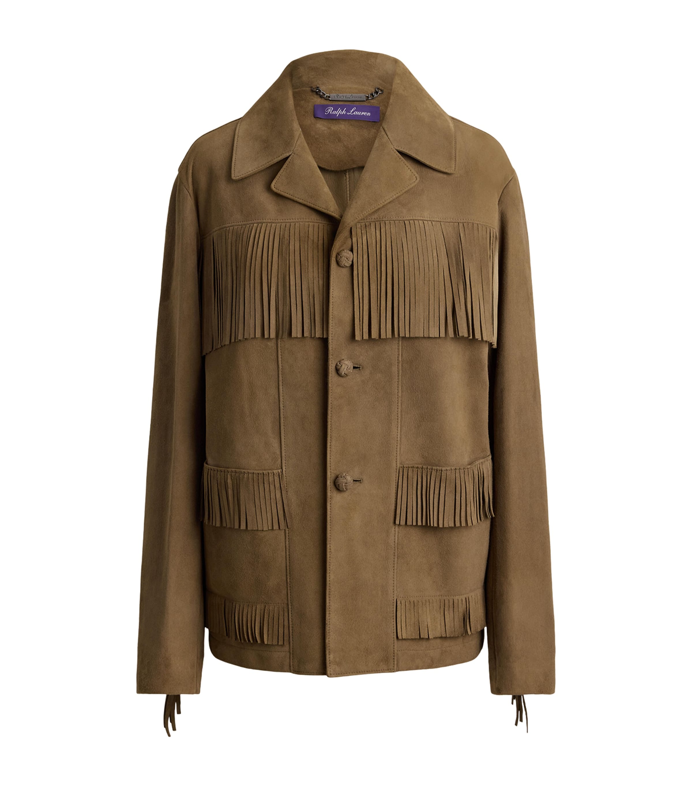 Ralph Lauren Collection Womens Suede Fringe Perce Jacket Portobello Image 1